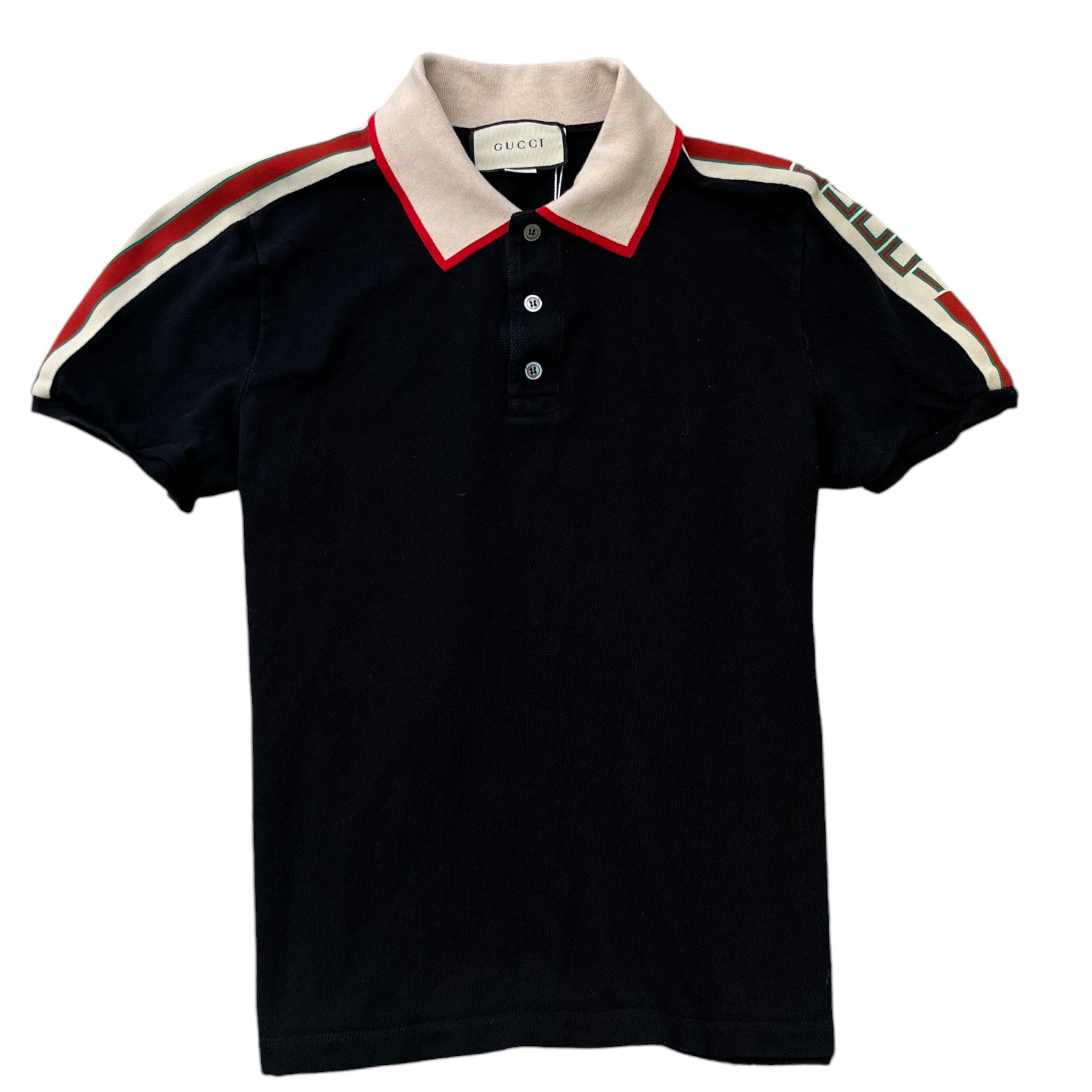 Men's Tape Logo Polo Shirt Black Size L