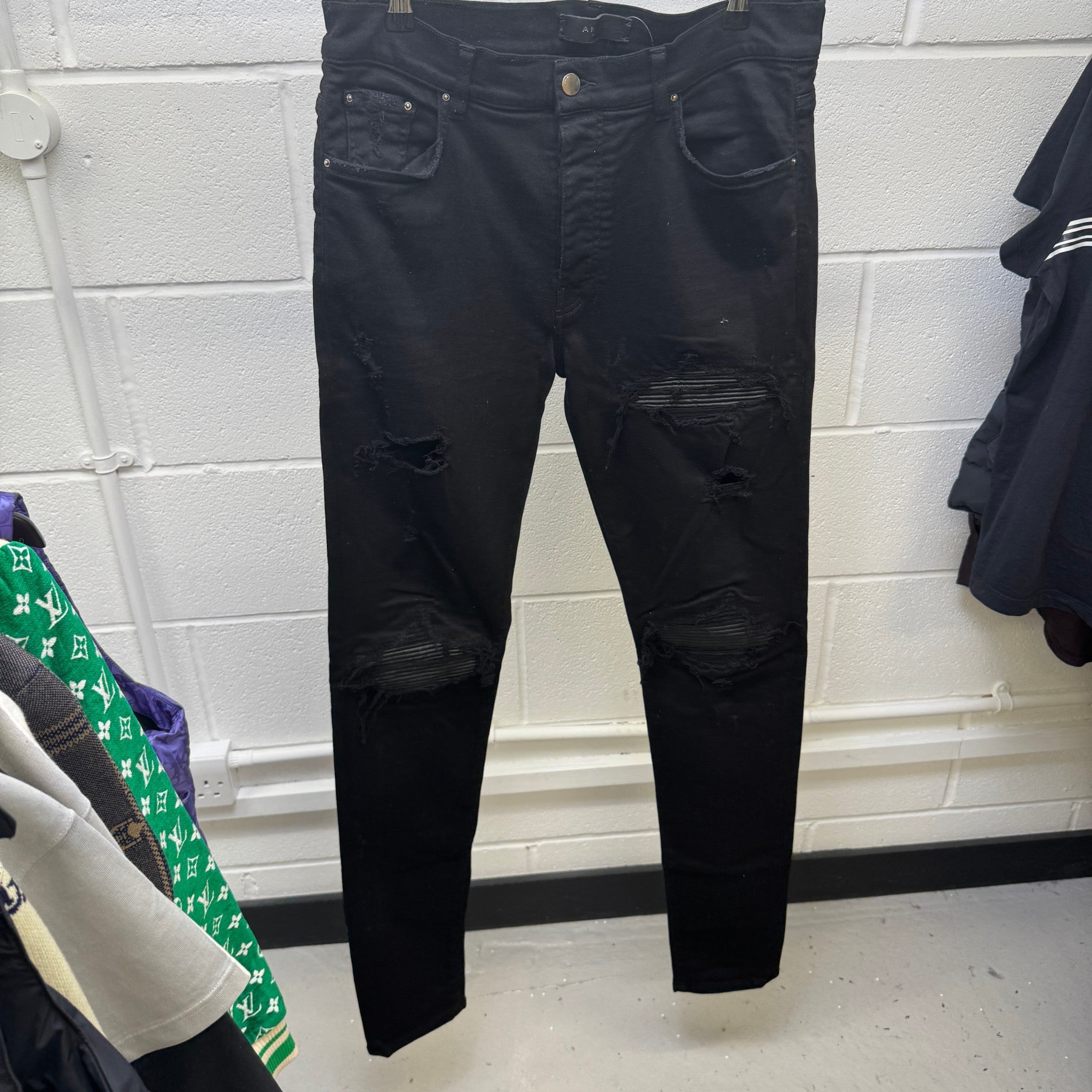 Men's Mx1 Distressed Jeans Black Size Waist 34"