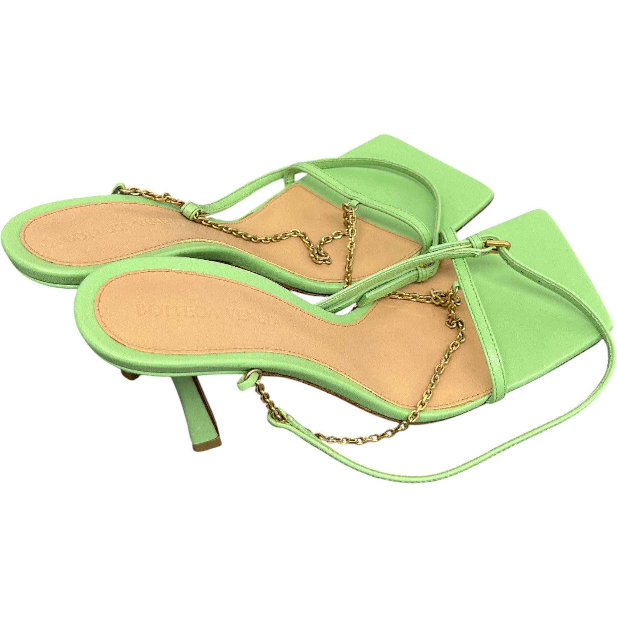 Women's Stretch Chain Sandal Heels Green Size EU 37.5 / UK 4.5