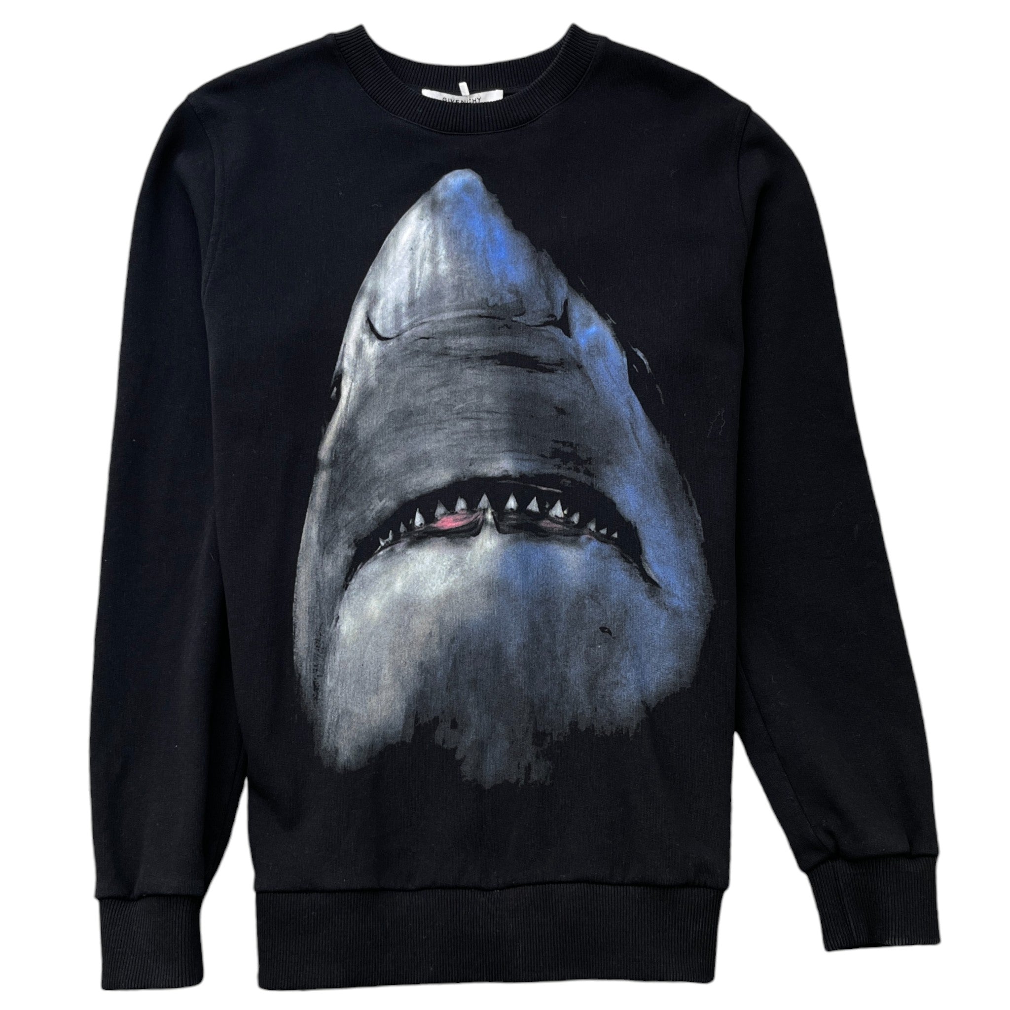 Men's Shark Graphic Print Sweatshirt Black Size S