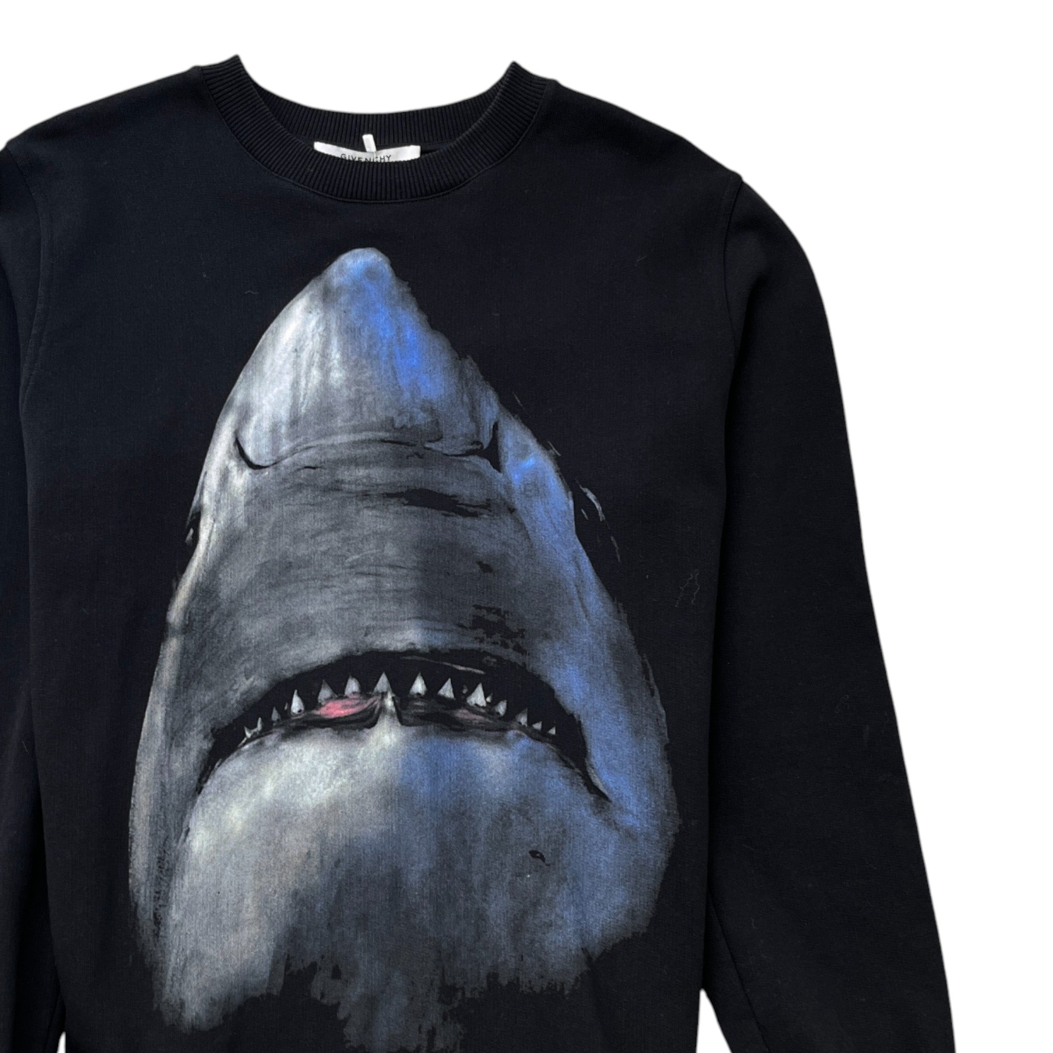 Men's Shark Graphic Print Sweatshirt Black Size S