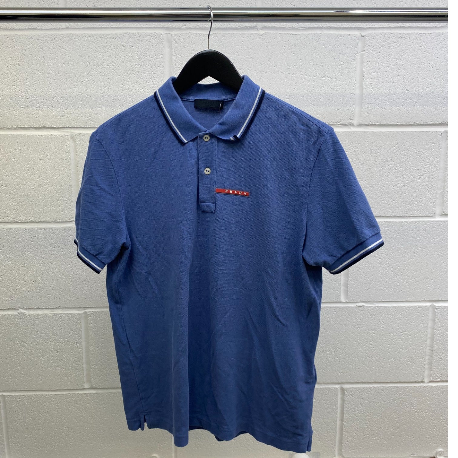 Men's Tab Logo Polo Shirt Blue Size L