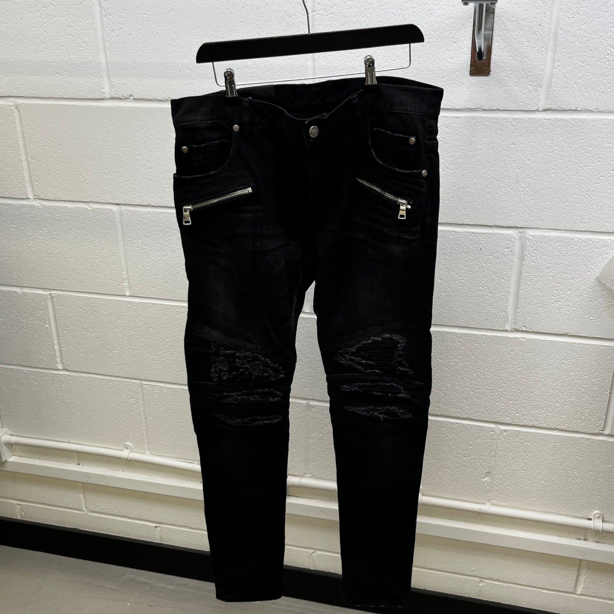 Men's Distressed Jeans Black Size Waist 34"