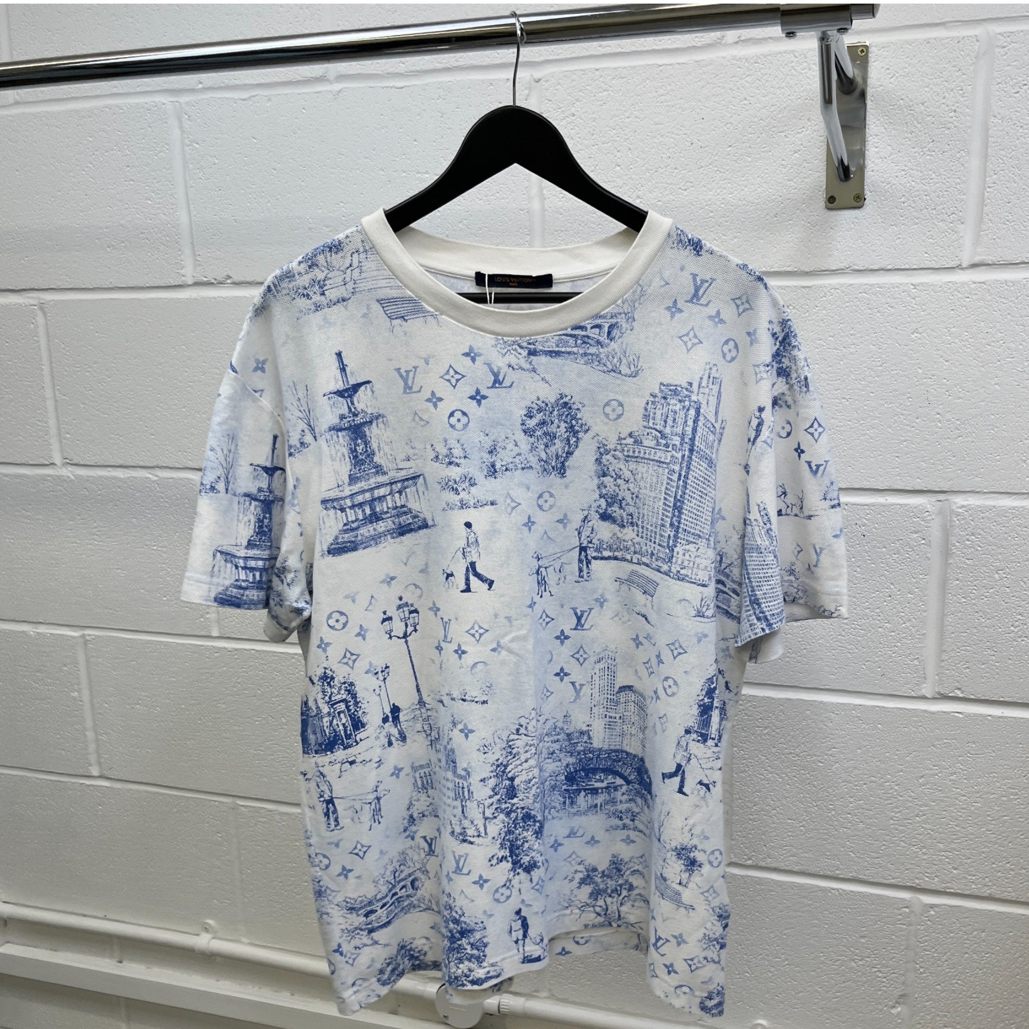 Men's Monogram Cotton Pique T-Shirt Blue Size XL