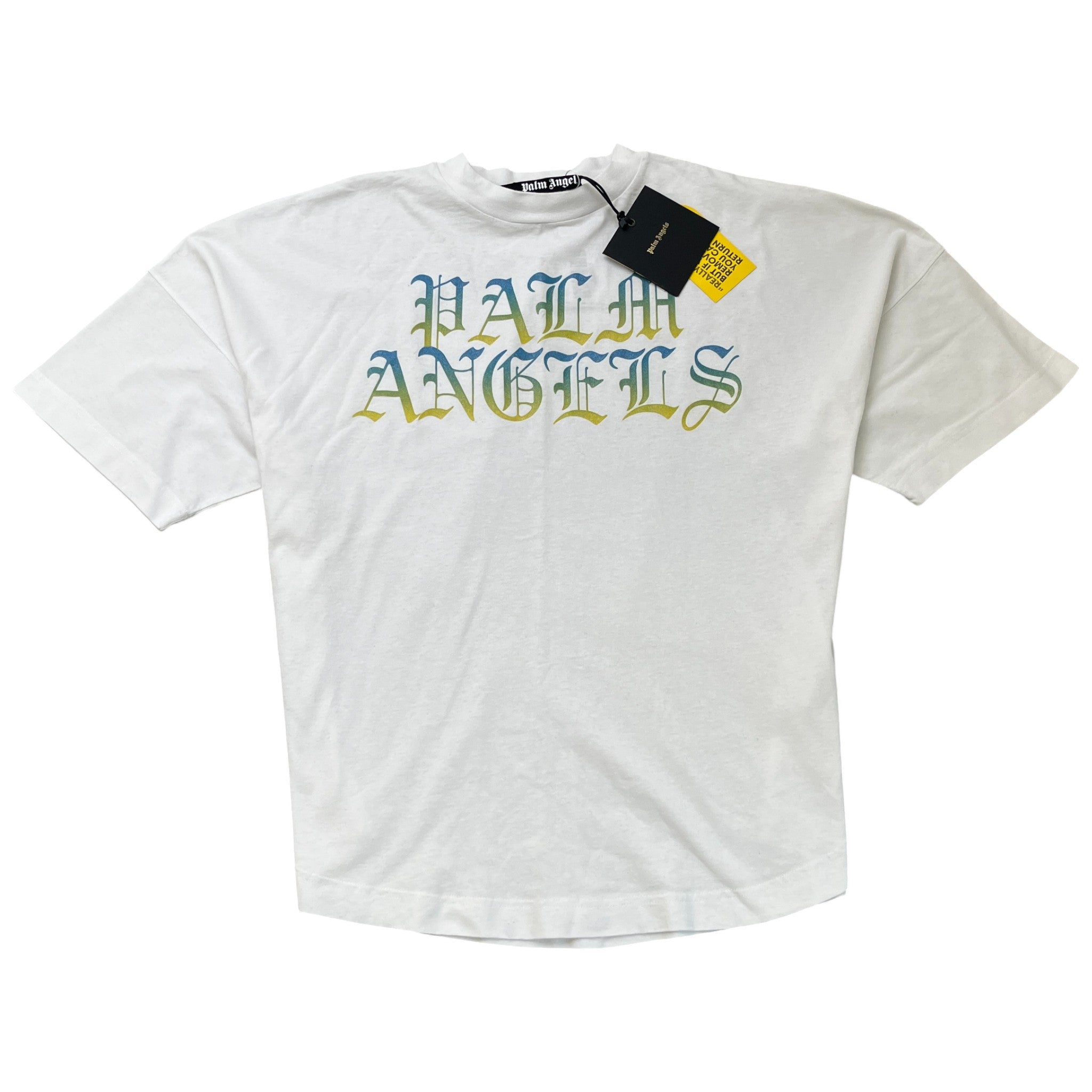 Men's Gothic Logo Print T-Shirt White Size L