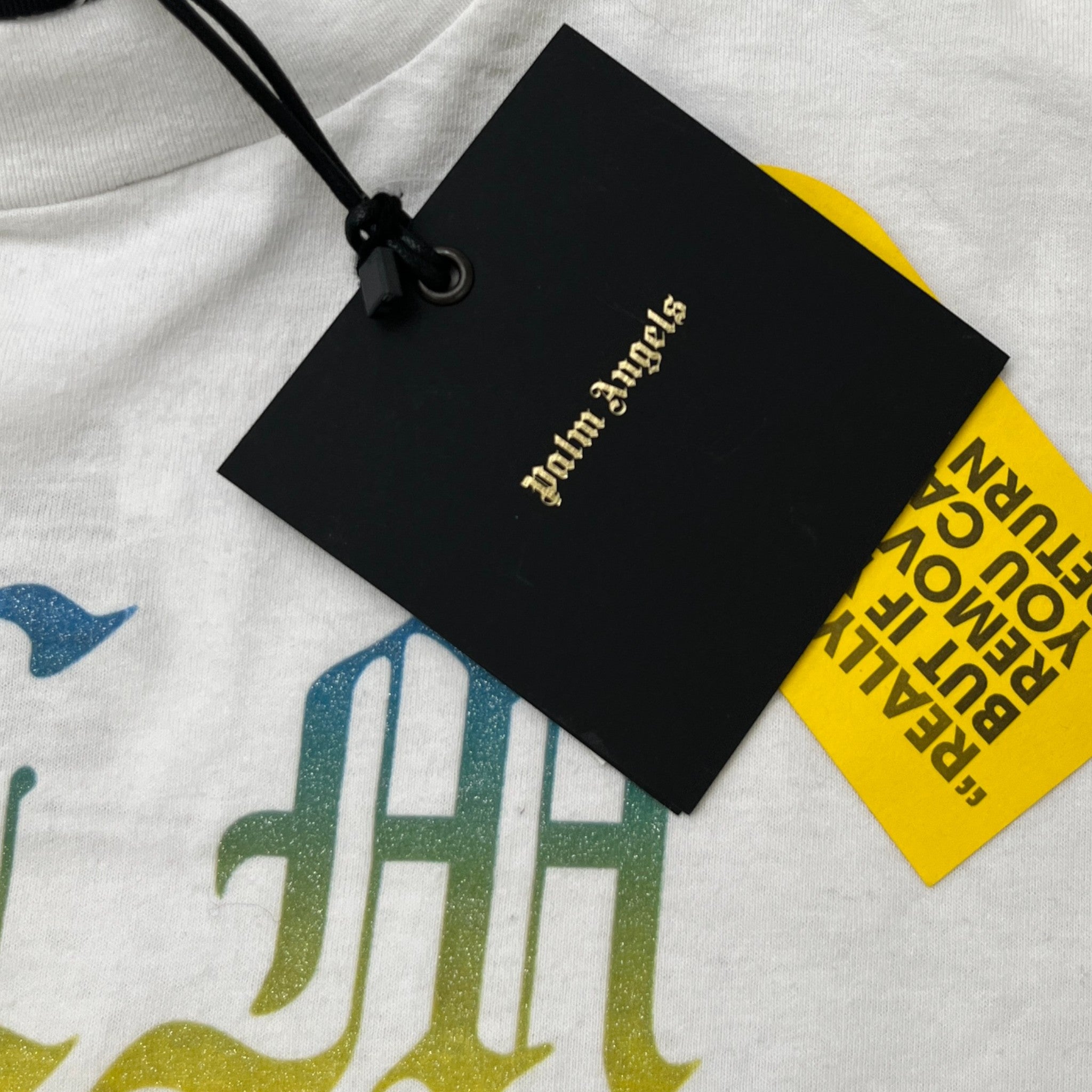 Men's Gothic Logo Print T-Shirt White Size L