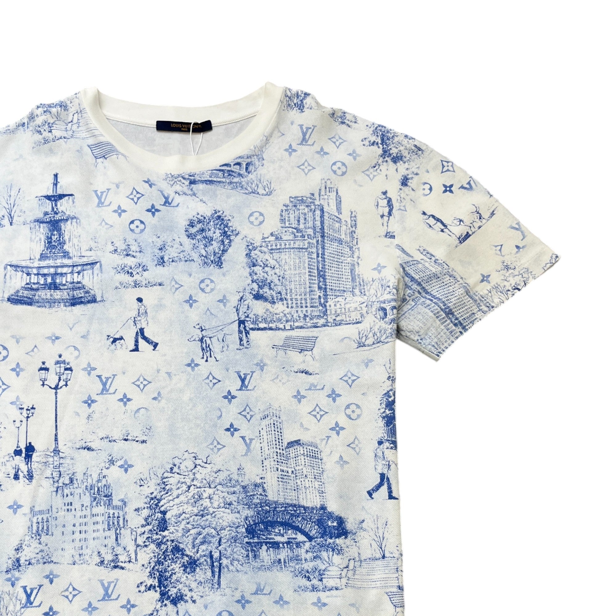 Men's Monogram Cotton Pique T-Shirt Blue Size XL