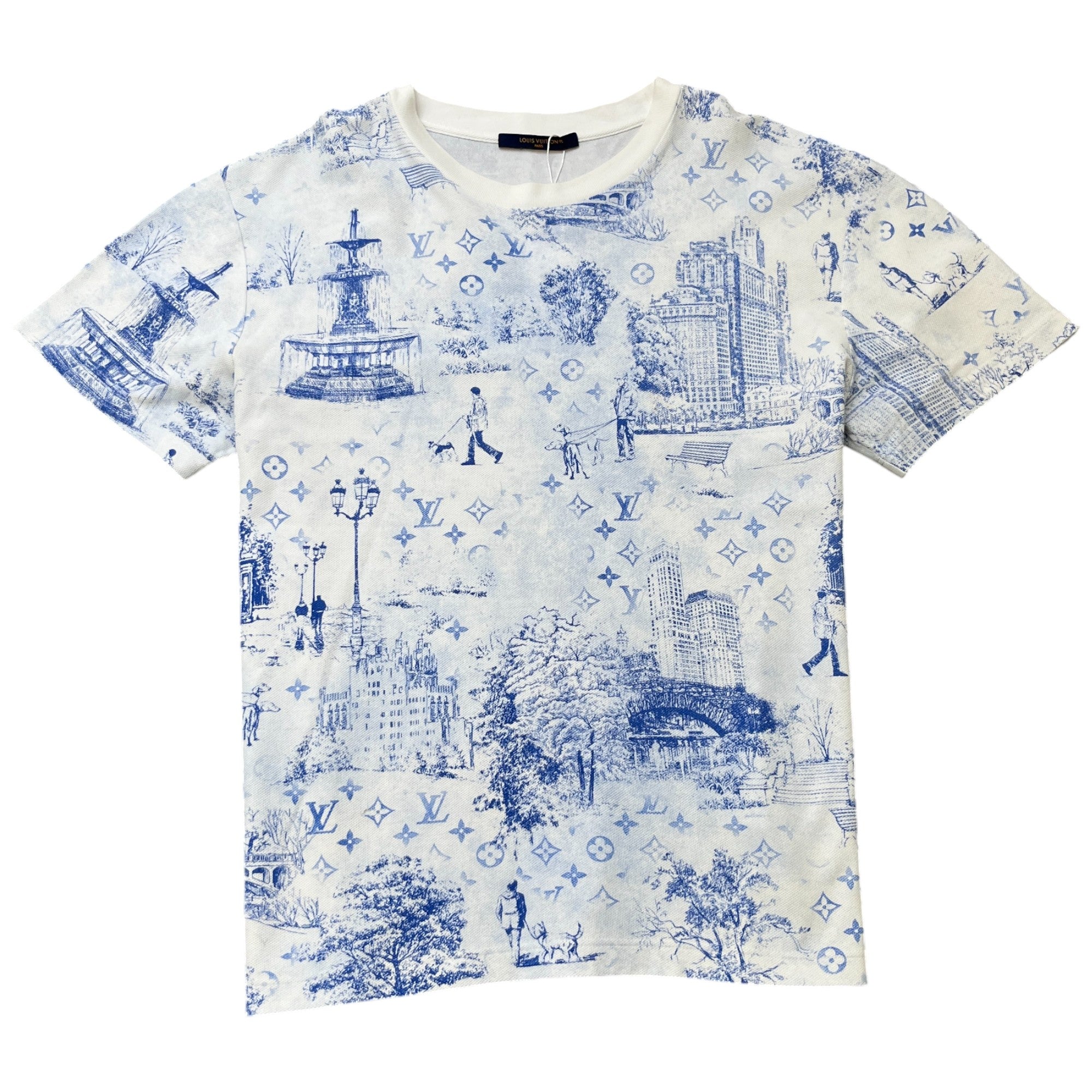 Men's Monogram Cotton Pique T-Shirt Blue Size XL