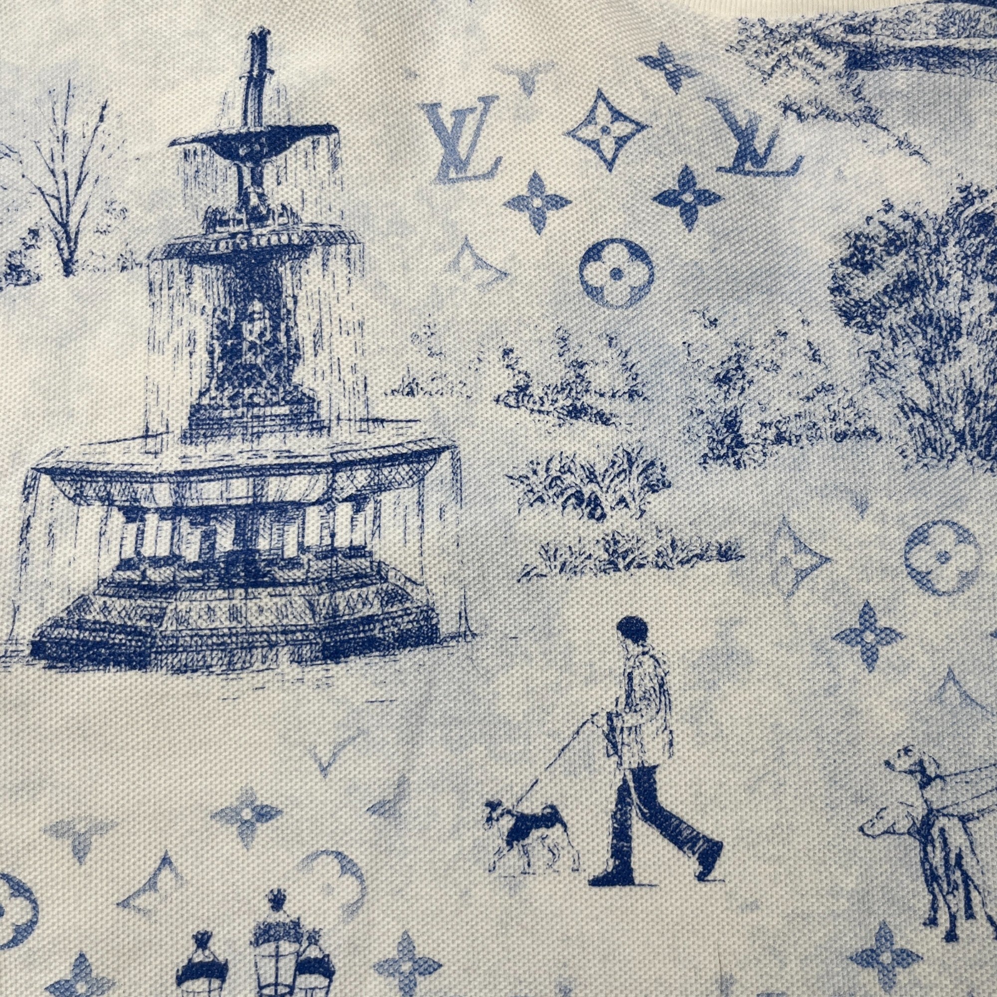 Men's Monogram Cotton Pique T-Shirt Blue Size XL