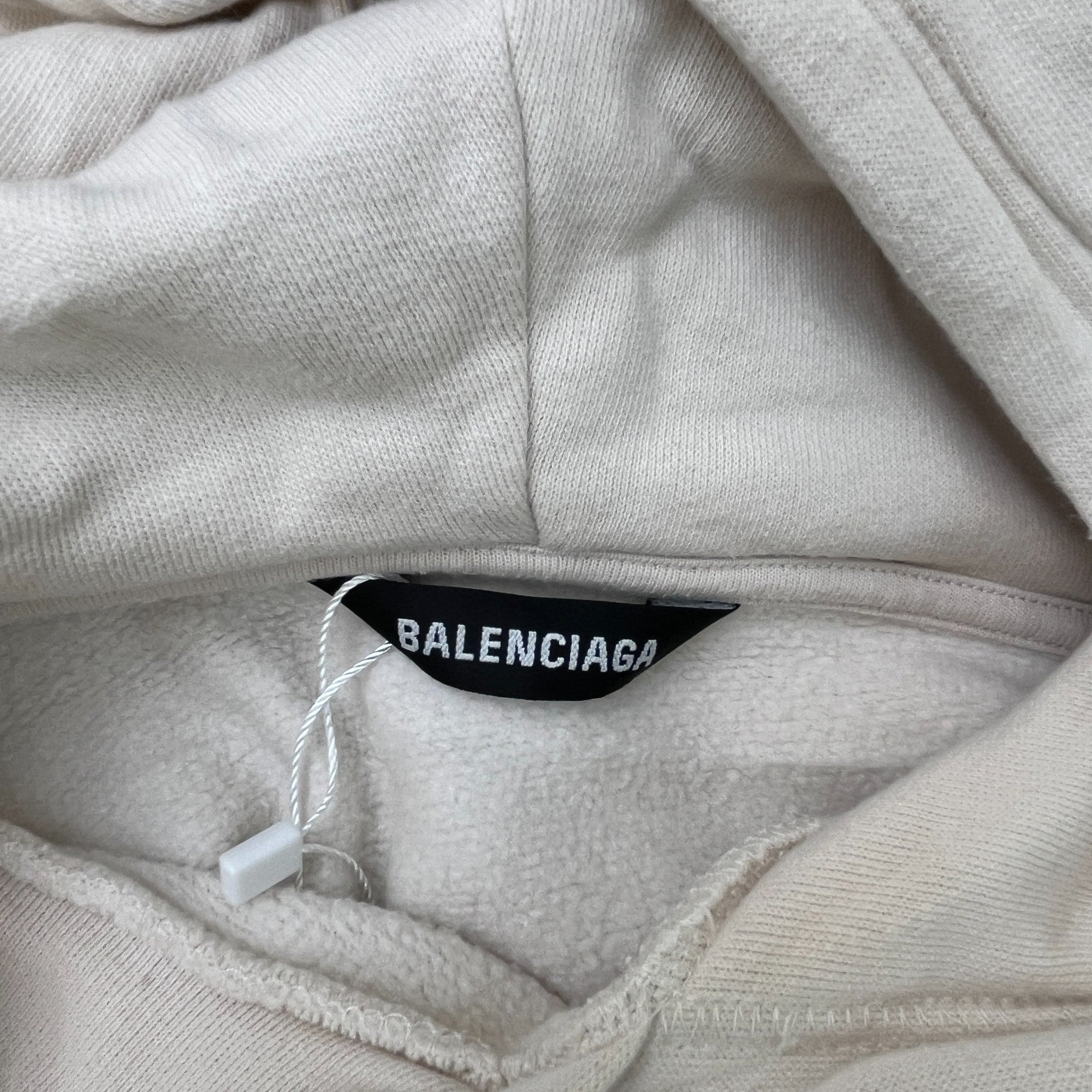 Men's Logo Print Hoodie Cream Size S