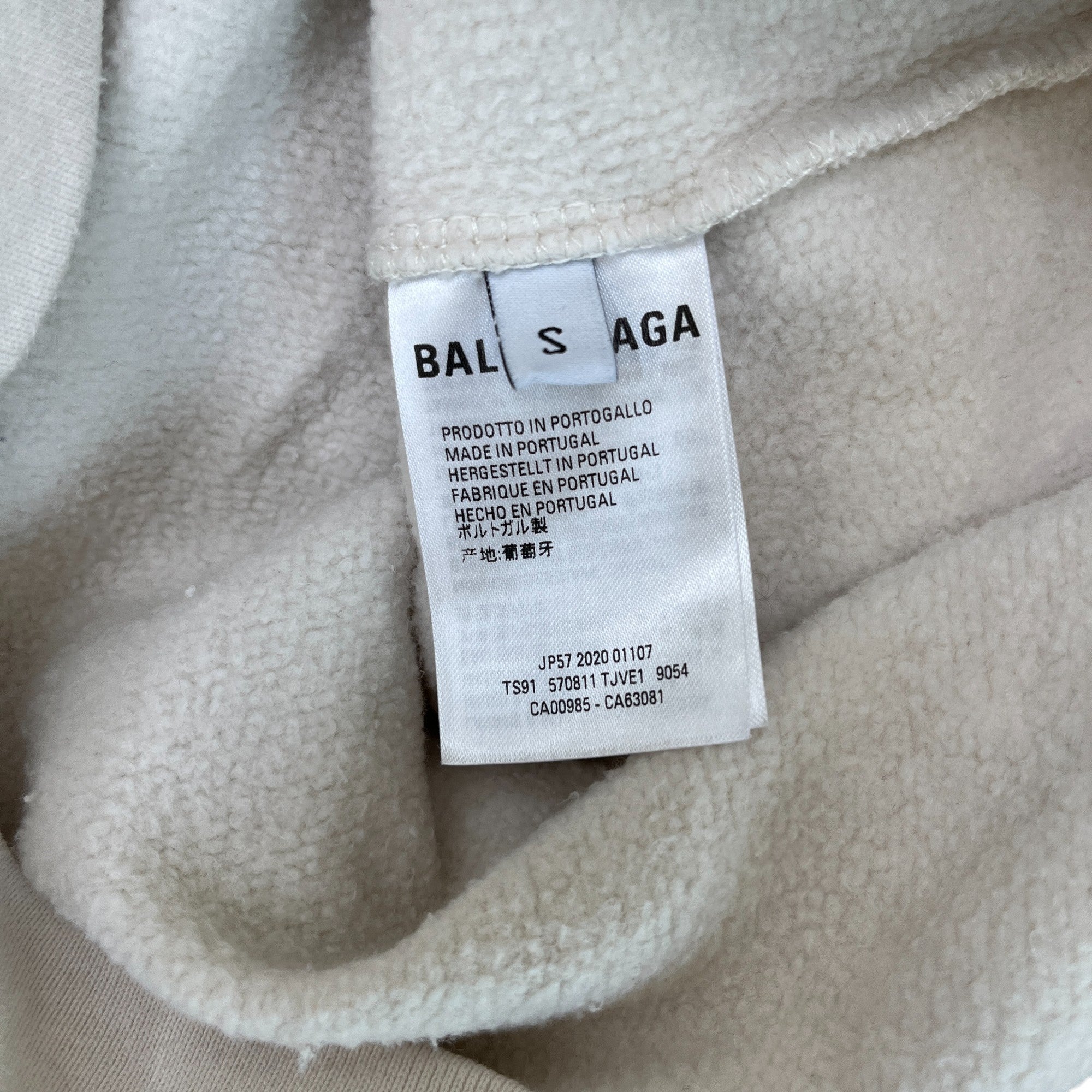 Men's Logo Print Hoodie Cream Size S