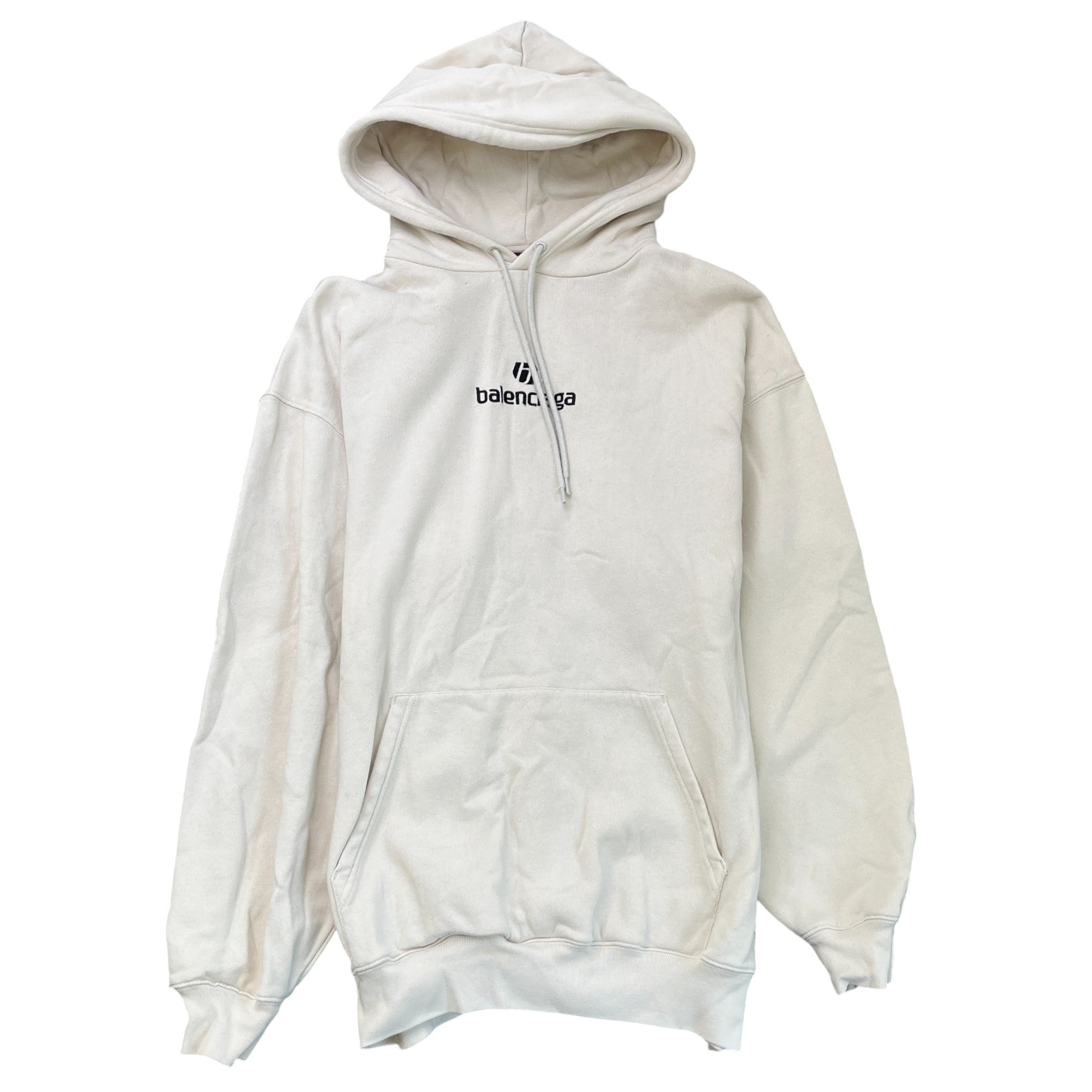 Men's Logo Print Hoodie Cream Size S