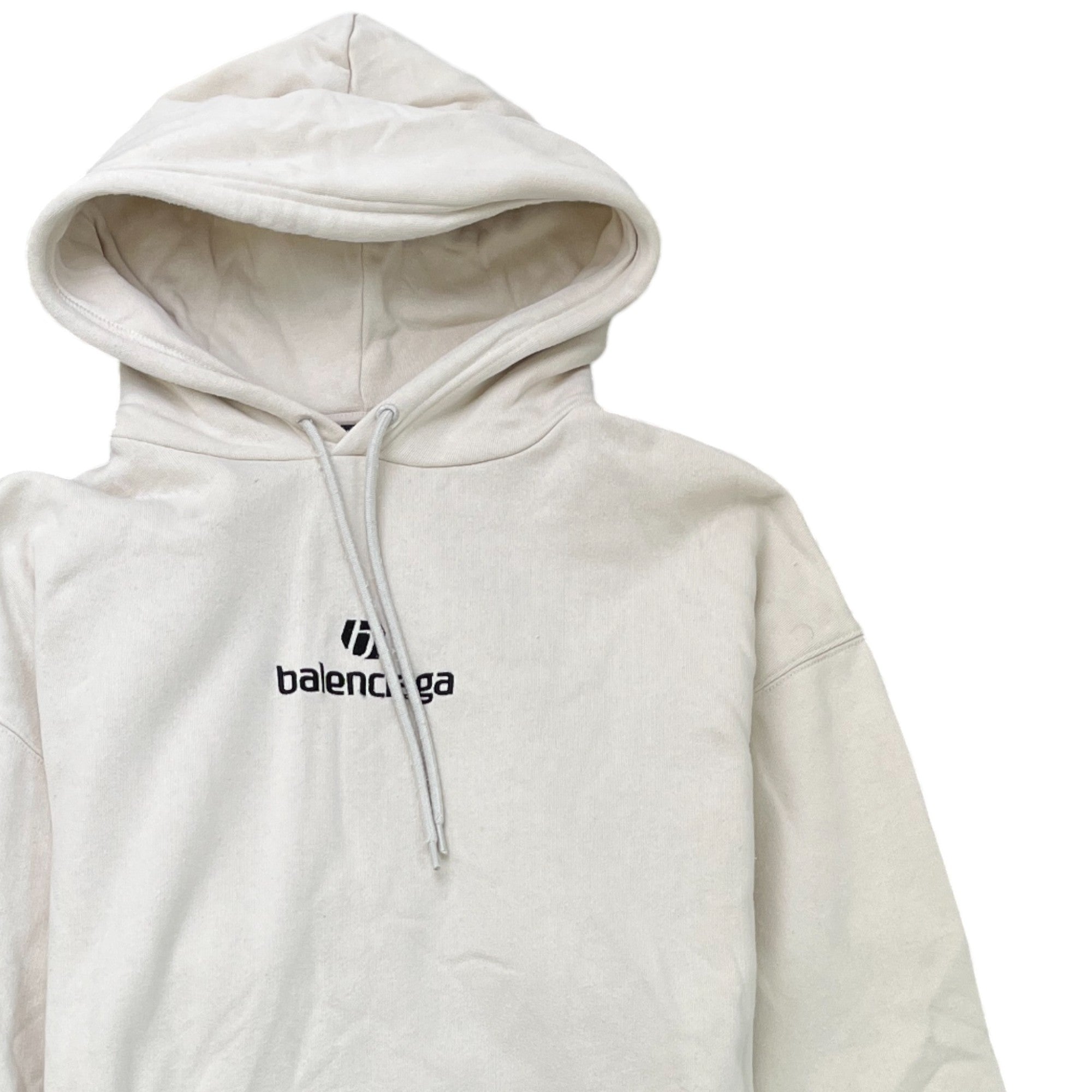 Men's Logo Print Hoodie Cream Size S