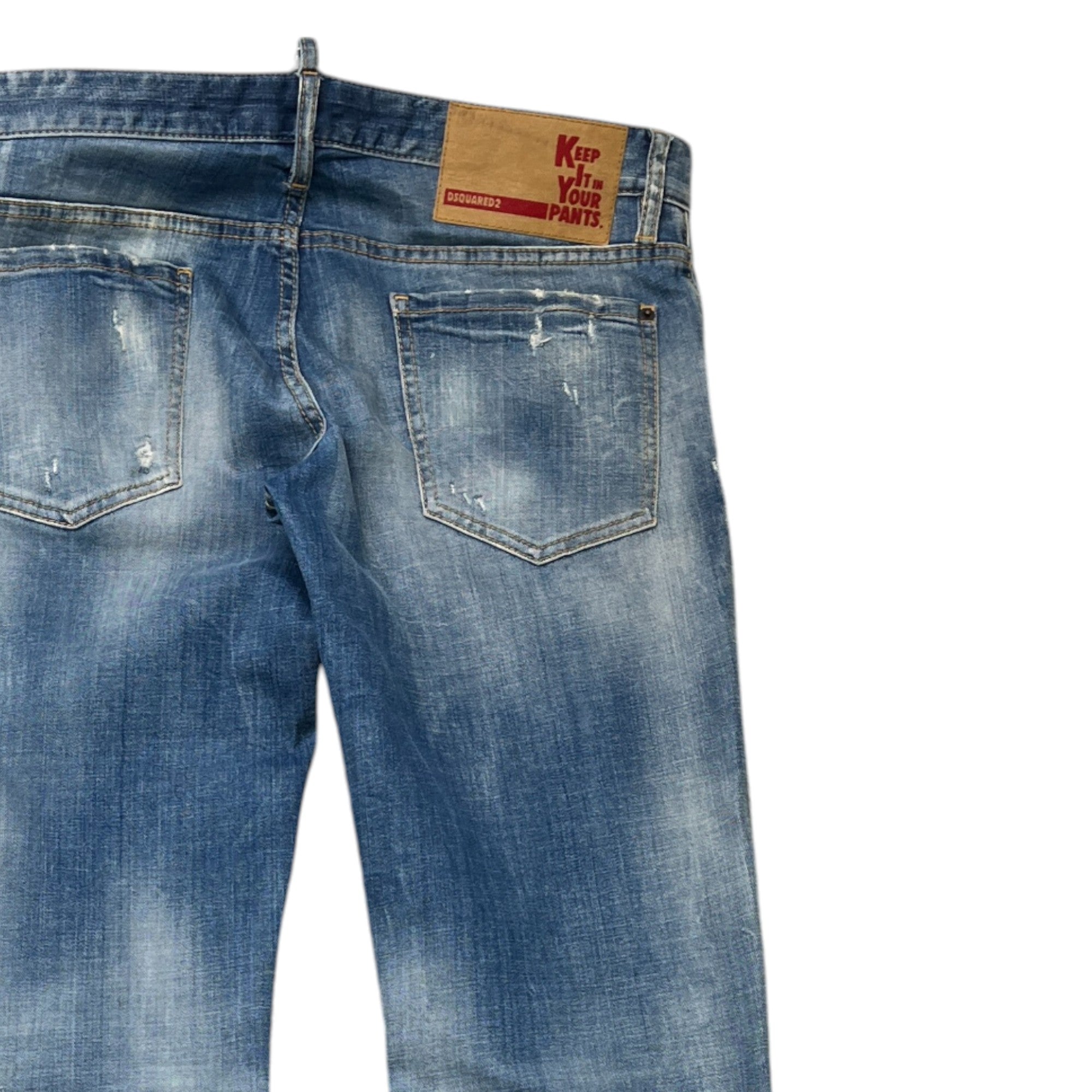 Men's Distressed Slim Jeans Blue Size IT 48 / UK 32