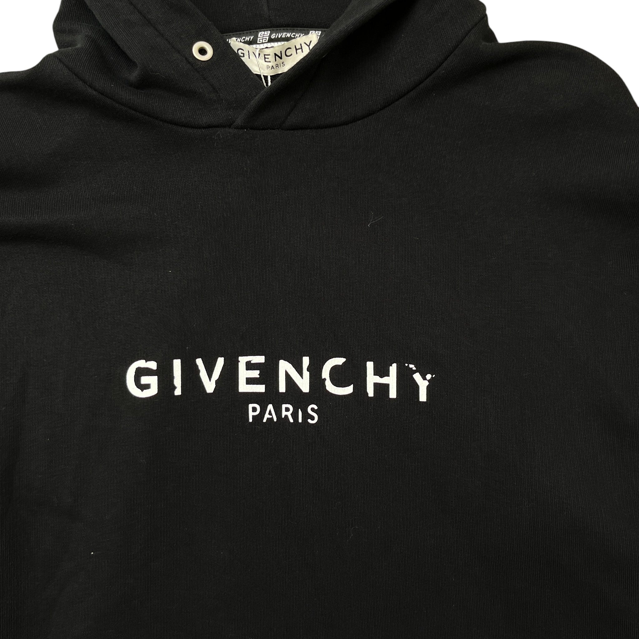 Men's Logo Print Hoodie Black Size S