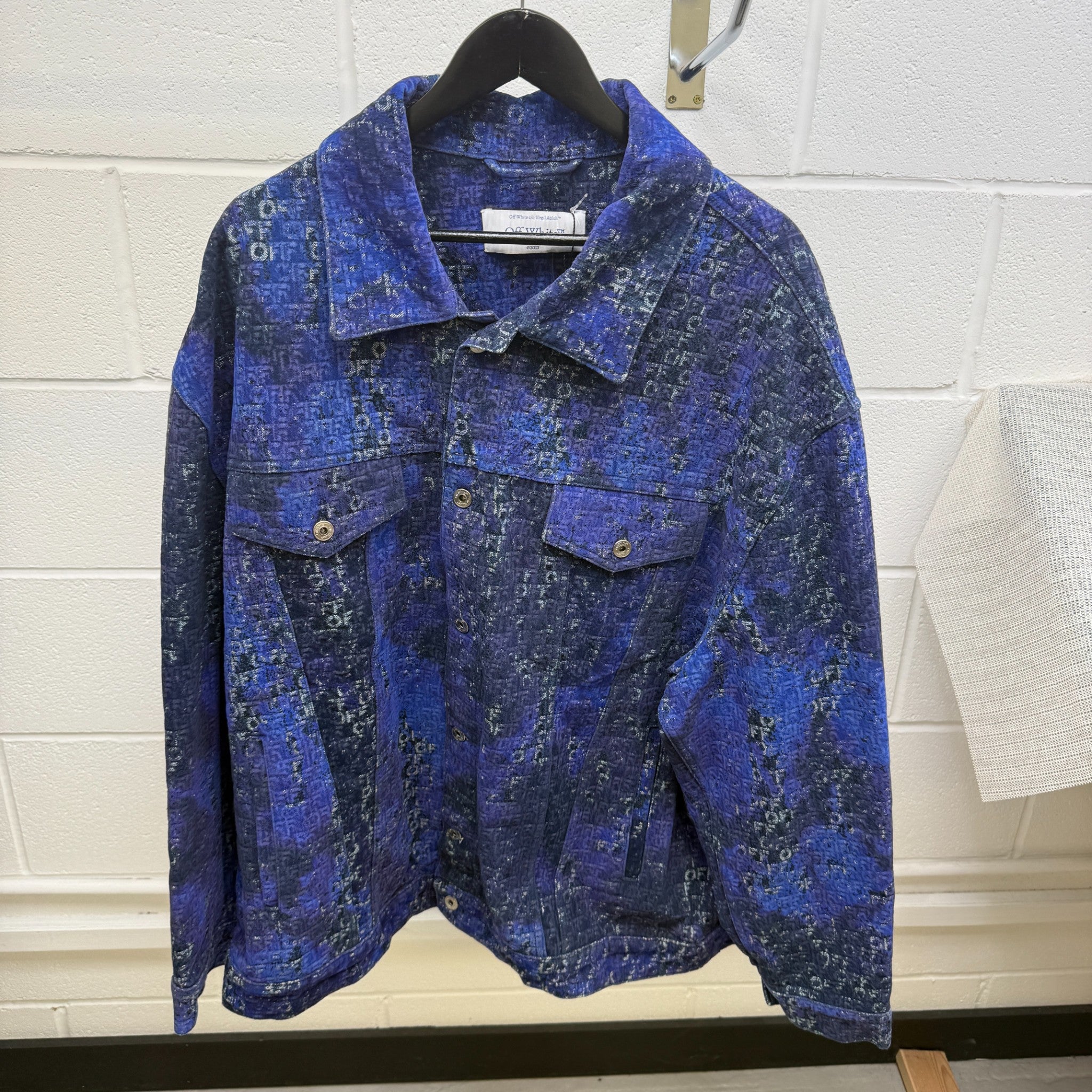 Men's Logo Jacquard Jacket Blue Size L