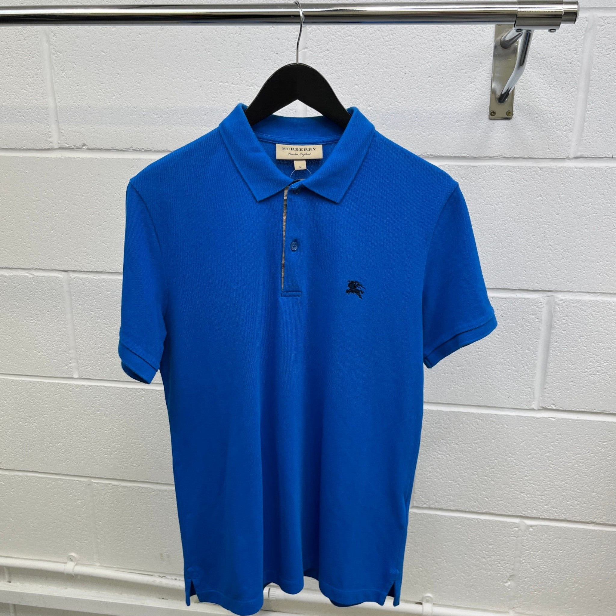 Men's Embroidered Logo Polo Shirt Blue Size M
