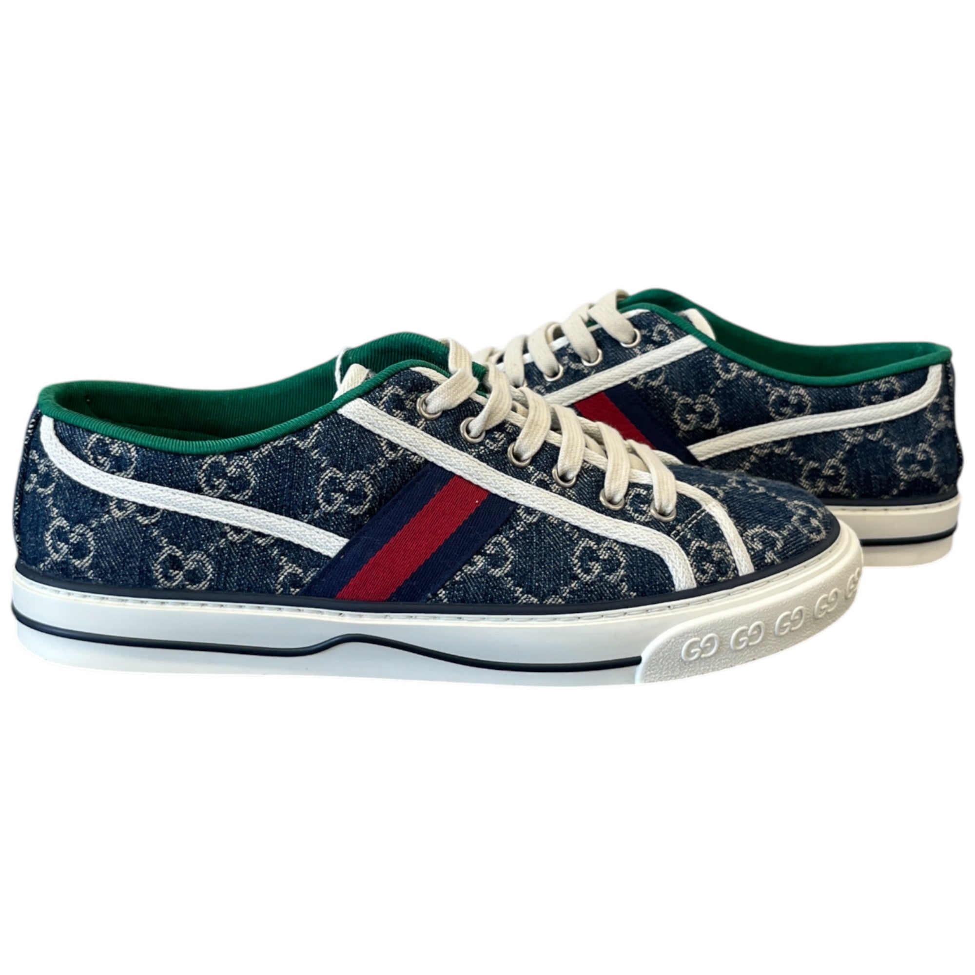 Men's Gg Supreme Web Stripe Low Trainers Blue Size EU 41 / UK 7