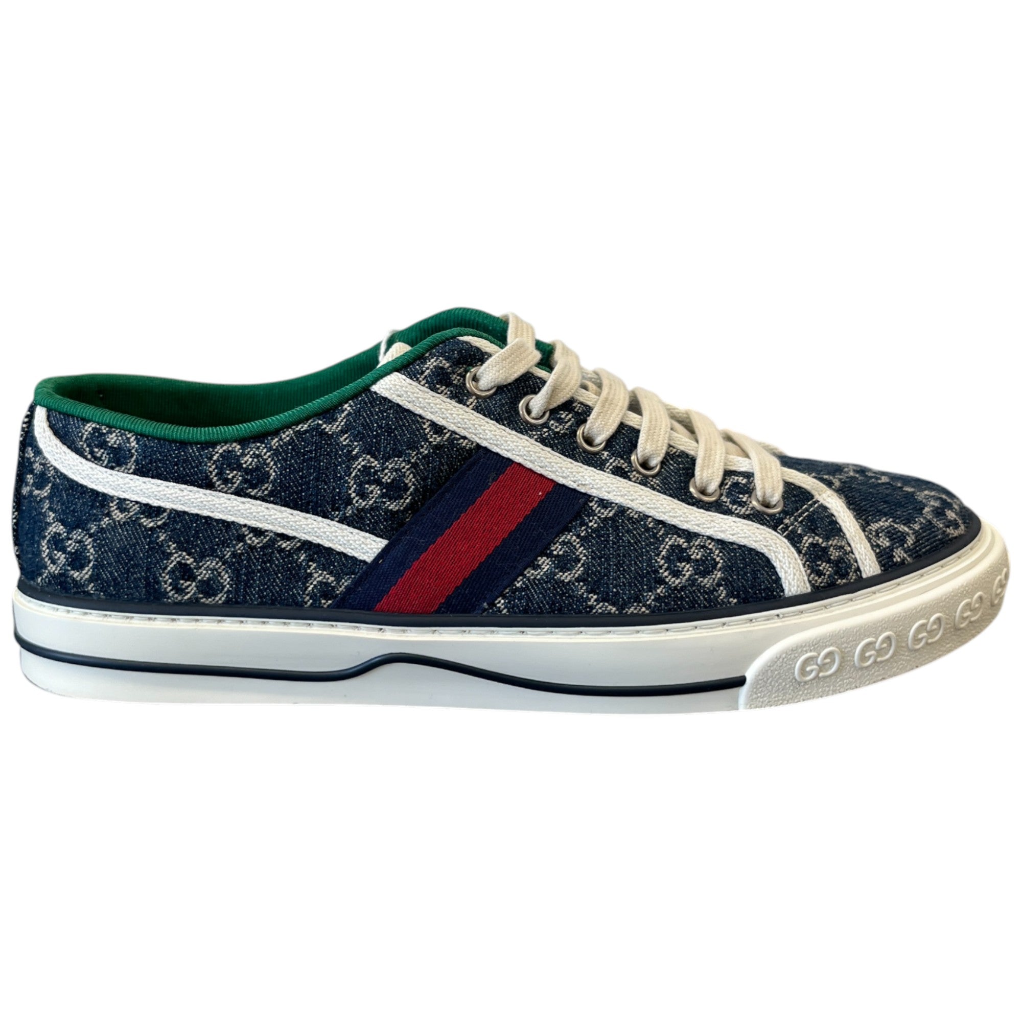 Men's Gg Supreme Web Stripe Low Trainers Blue Size EU 41 / UK 7