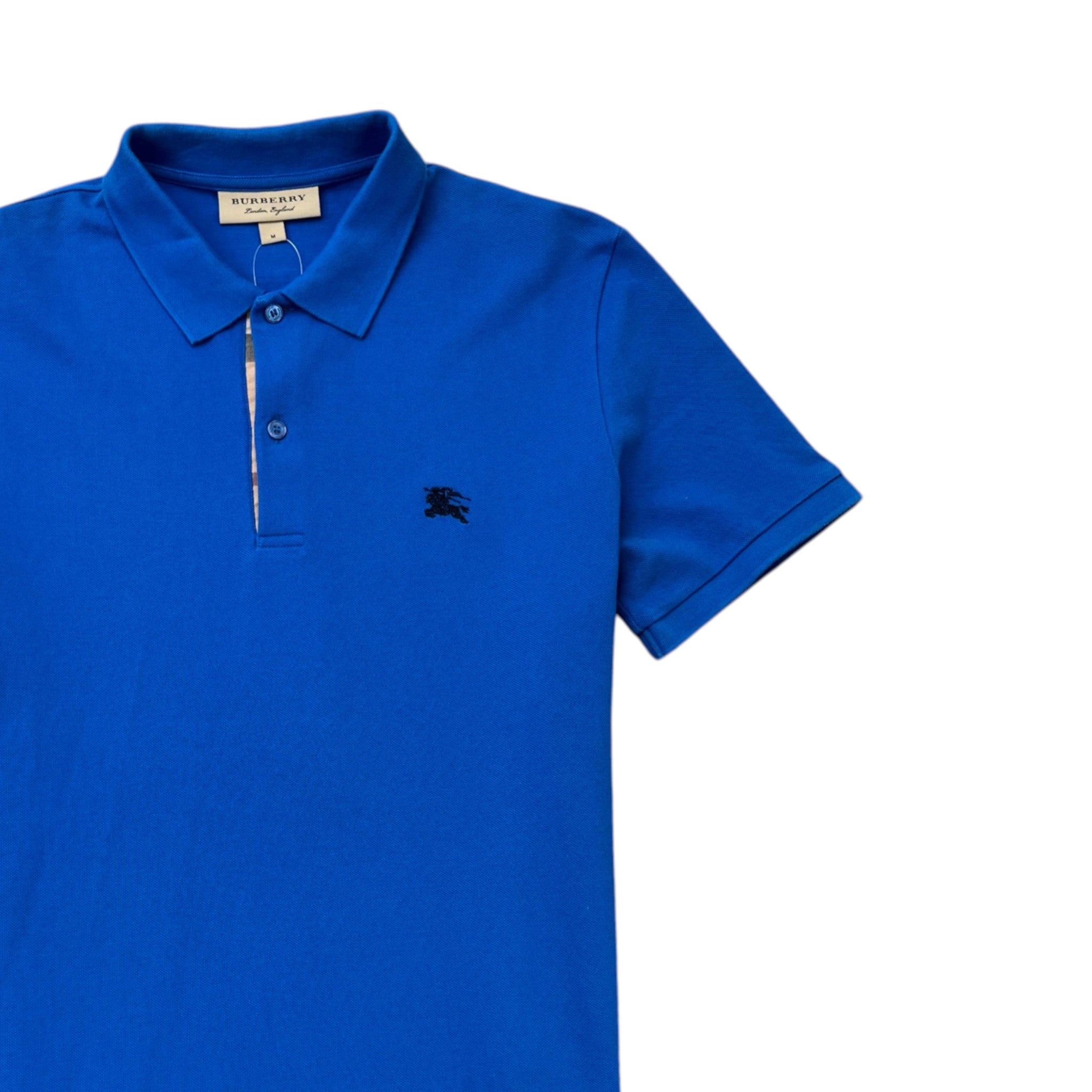 Men's Embroidered Logo Polo Shirt Blue Size M