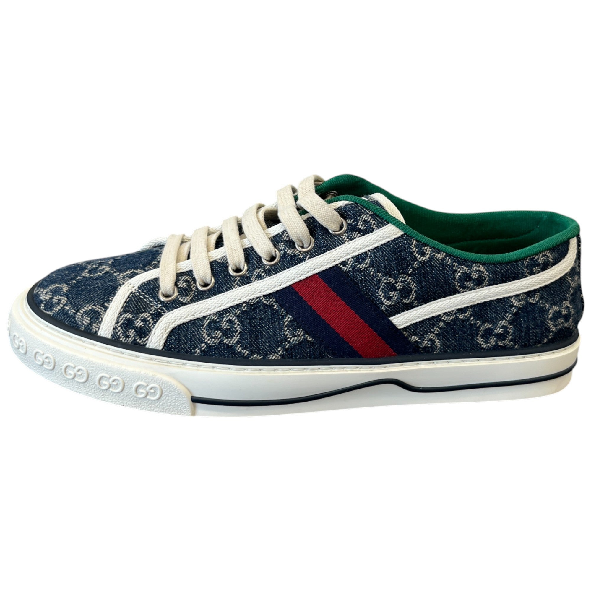 Men's Gg Supreme Web Stripe Low Trainers Blue Size EU 41 / UK 7