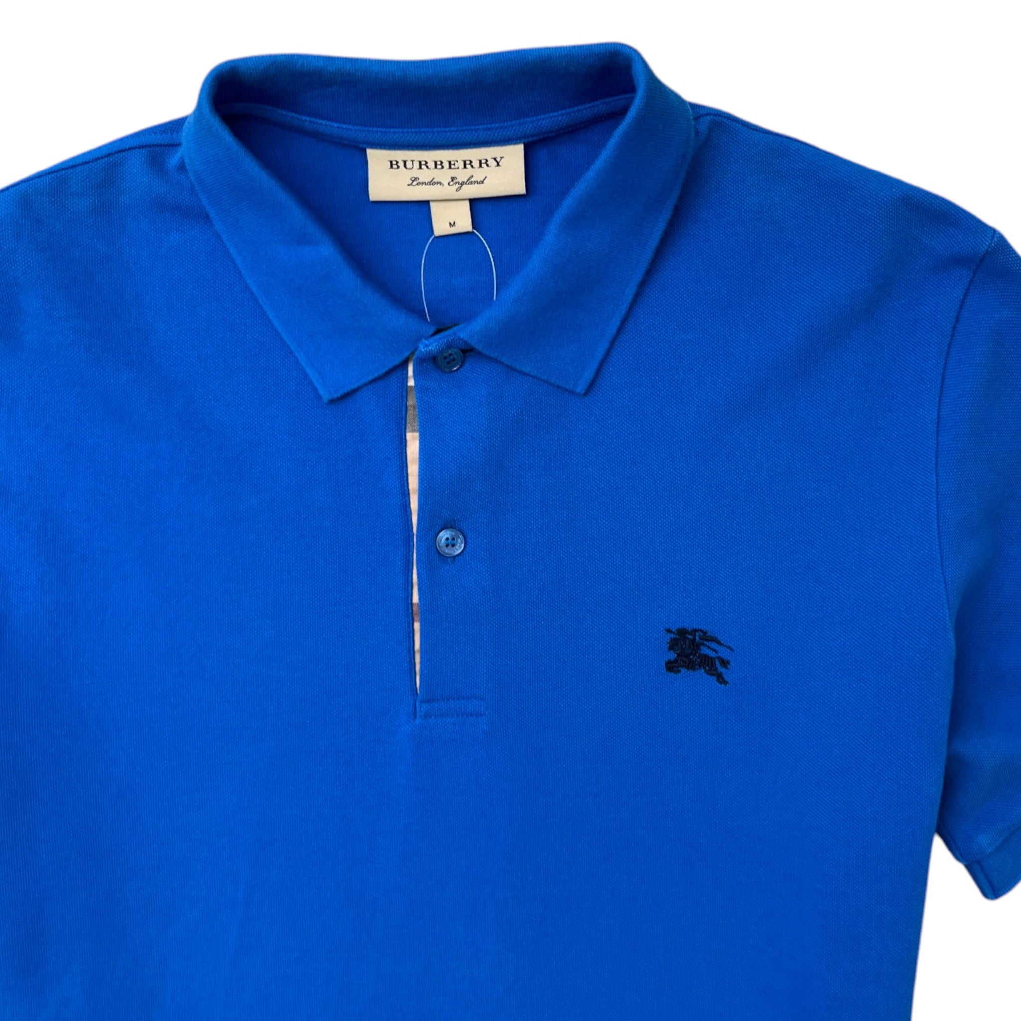 Men's Embroidered Logo Polo Shirt Blue Size M