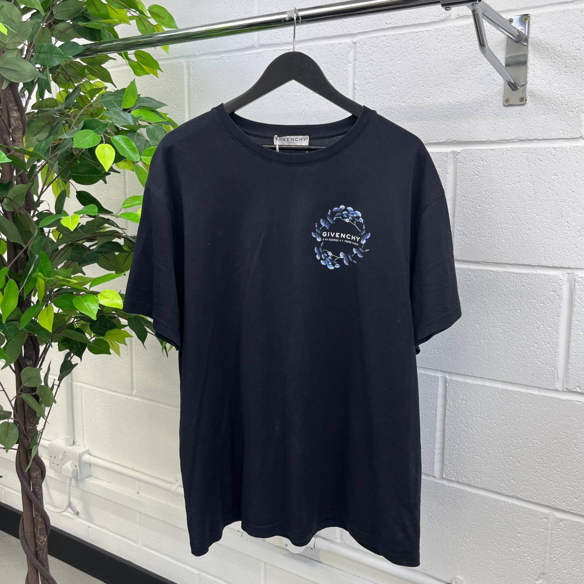 Men's Floral Logo T-Shirt Black Size XXL