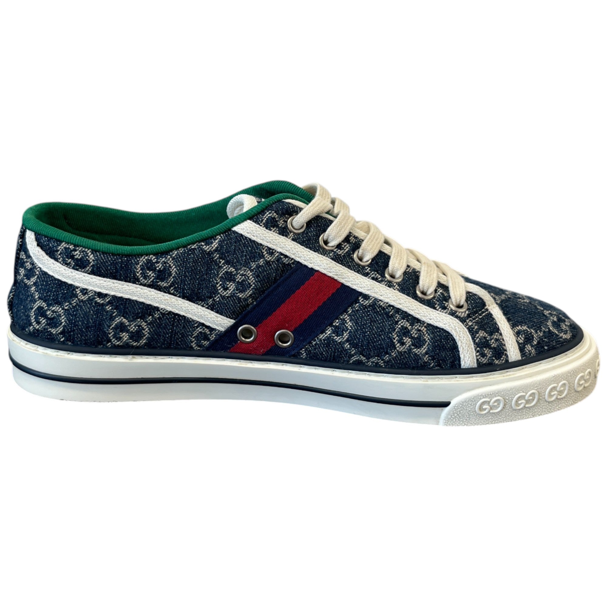Men's Gg Supreme Web Stripe Low Trainers Blue Size EU 41 / UK 7