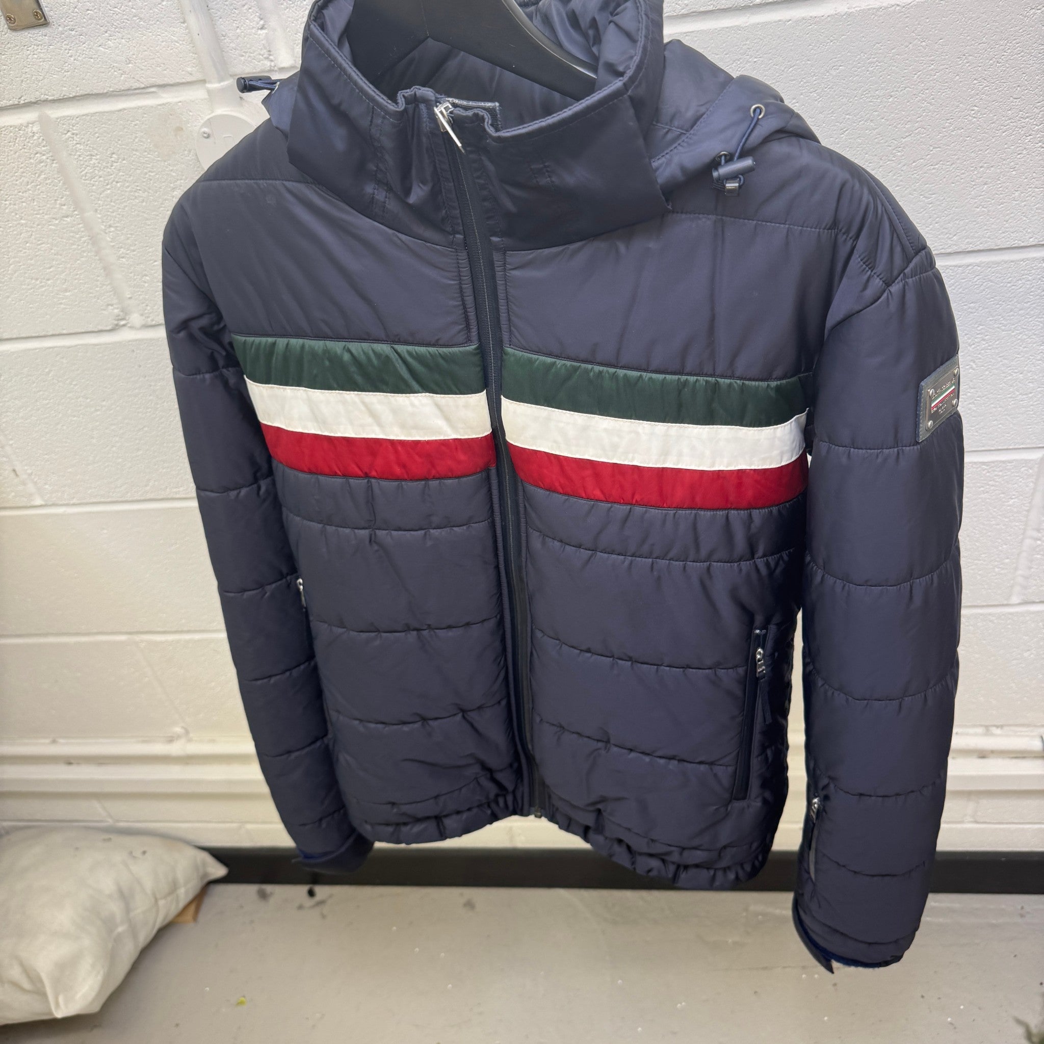 Men's Plaque Logo Down Jacket Navy Size IT 46 / S