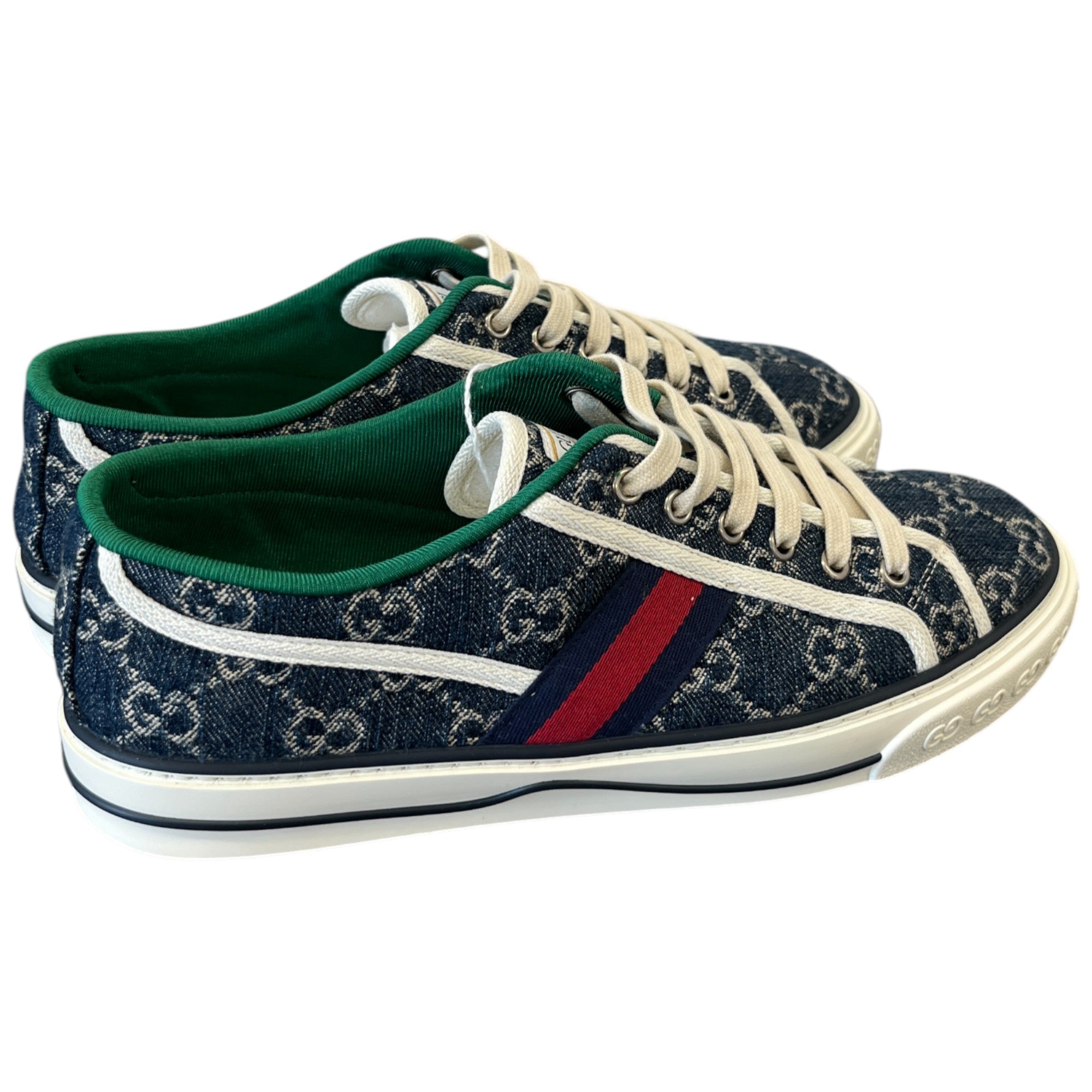 Men's Gg Supreme Web Stripe Low Trainers Blue Size EU 41 / UK 7