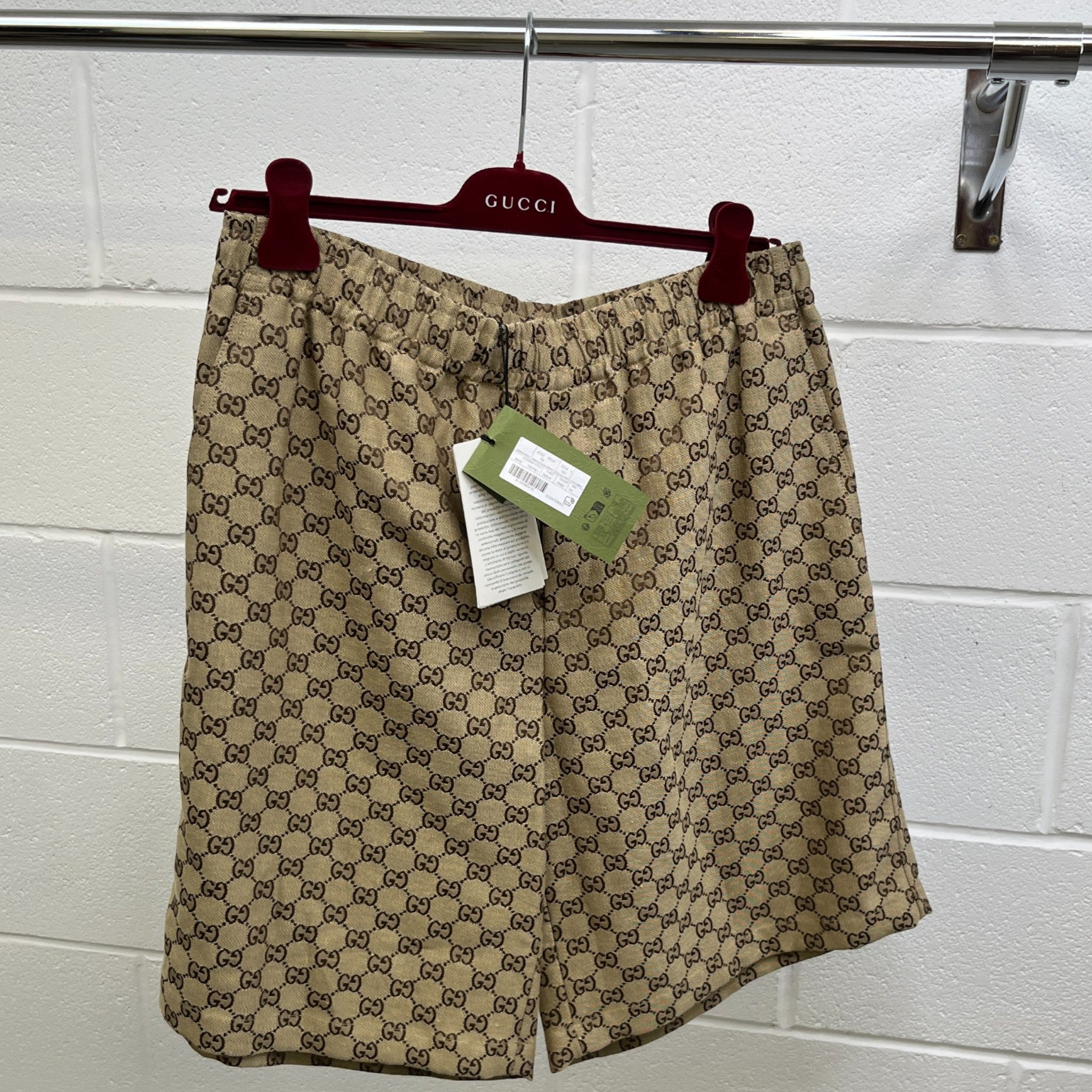 Men's Gg Supreme Shorts Beige Size IT 50 / UK 34