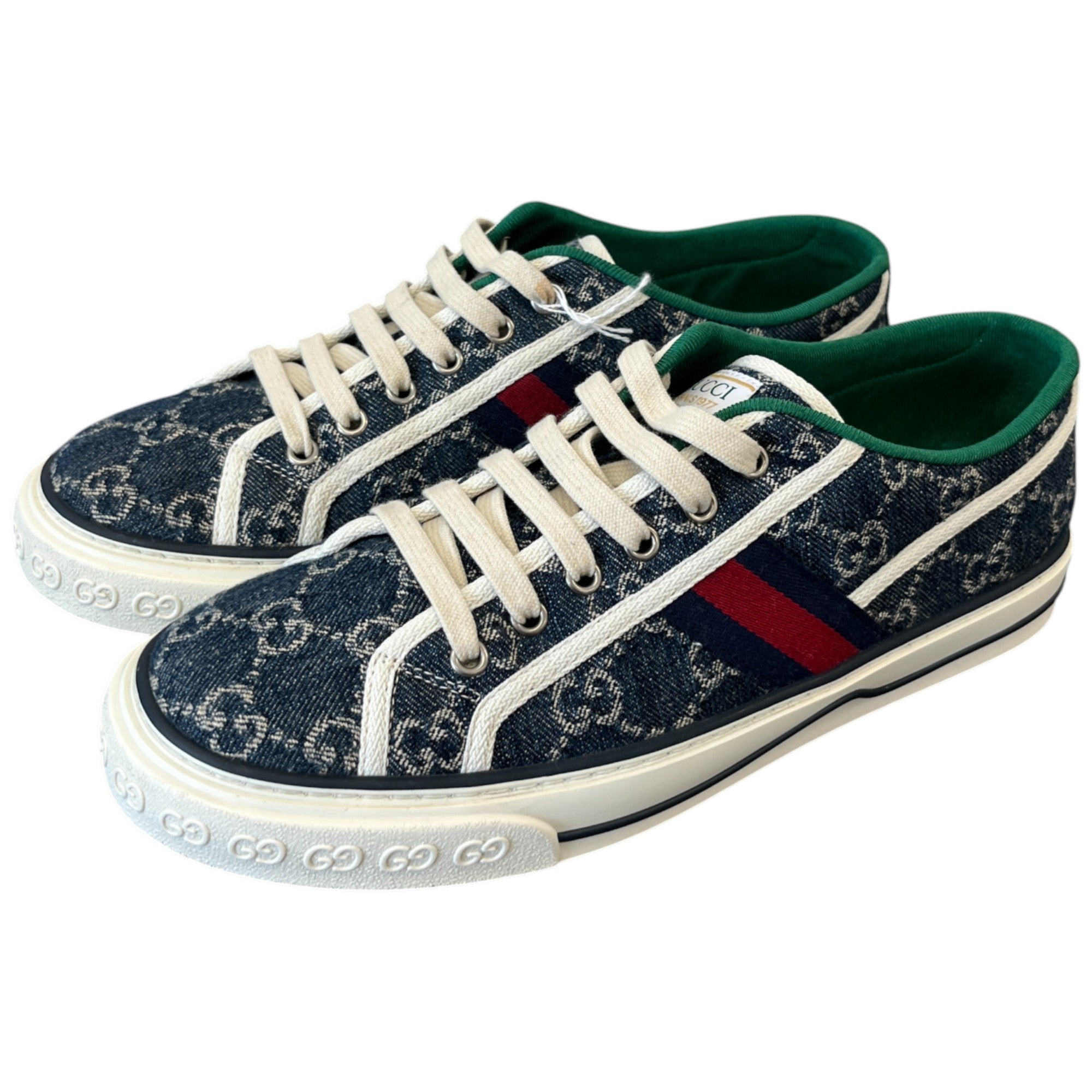Men's Gg Supreme Web Stripe Low Trainers Blue Size EU 41 / UK 7