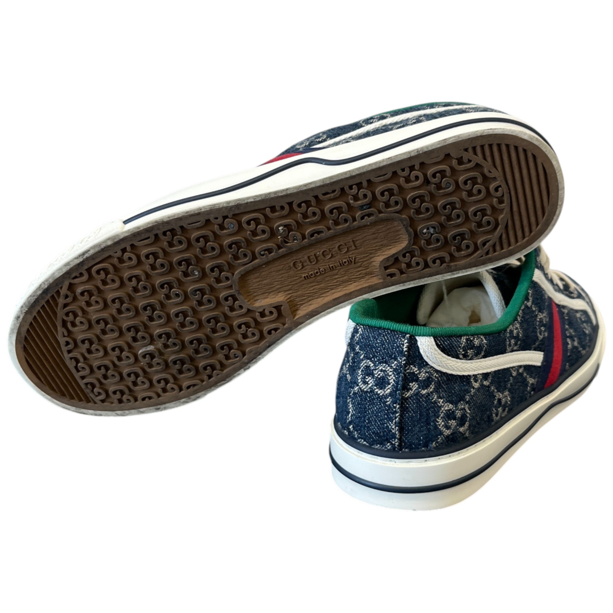 Men's Gg Supreme Web Stripe Low Trainers Blue Size EU 41 / UK 7