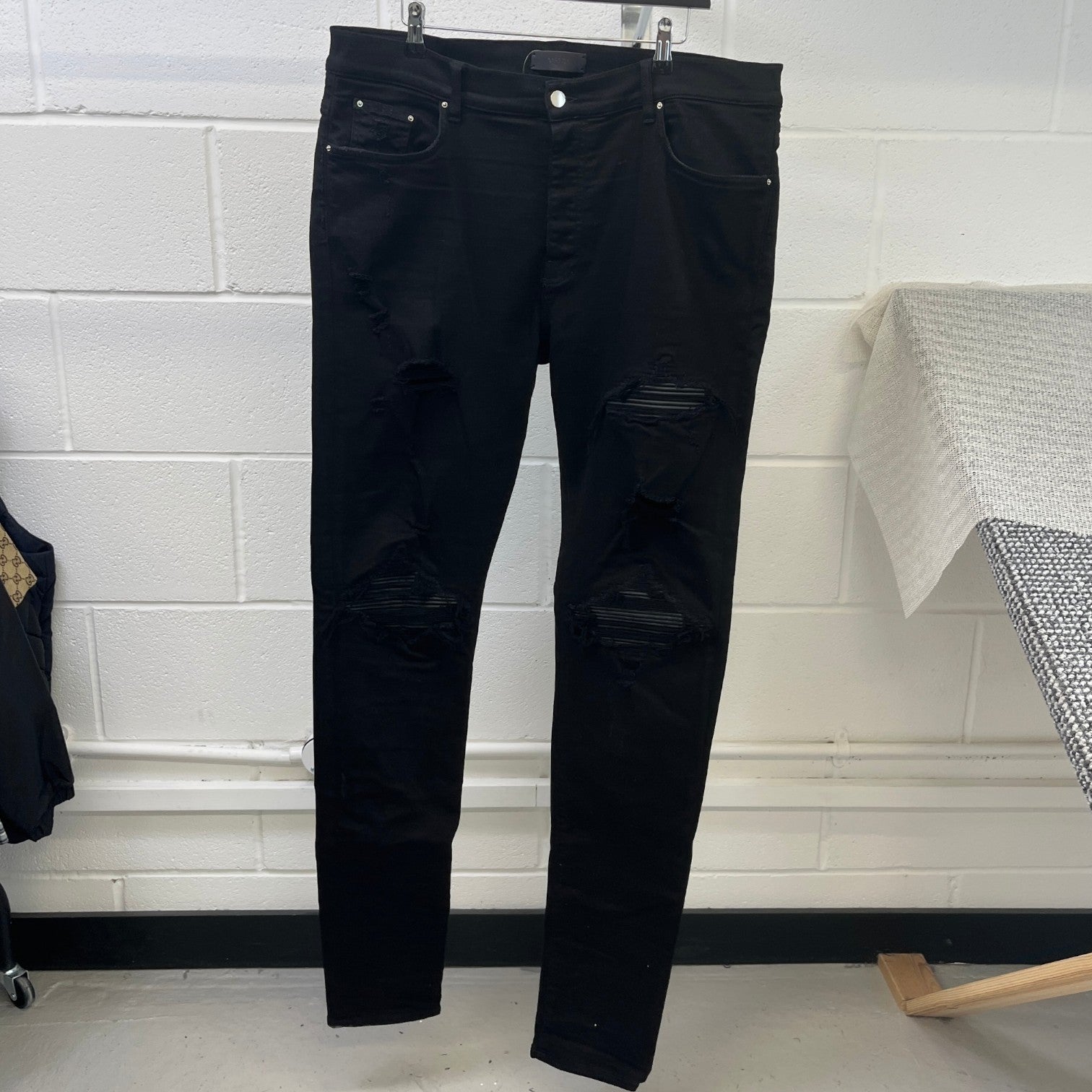 Men's Mx1 Distressed Jeans Black Size Waist 38"