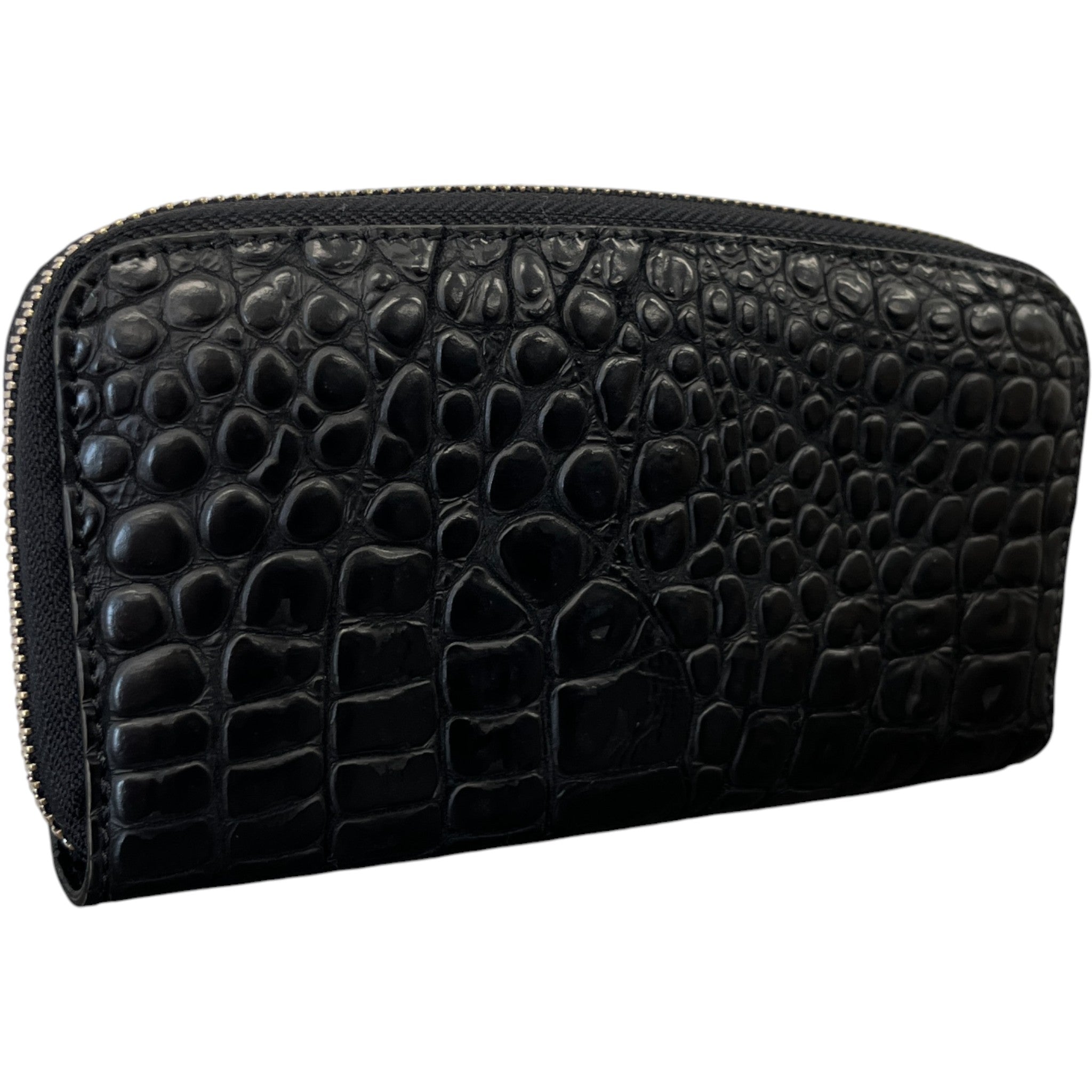 Women's Logo Crocodile Embossed Wallet Black