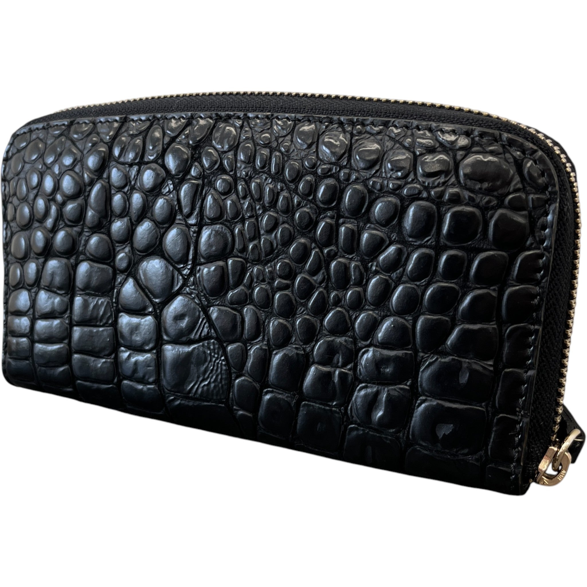 Women's Logo Crocodile Embossed Wallet Black