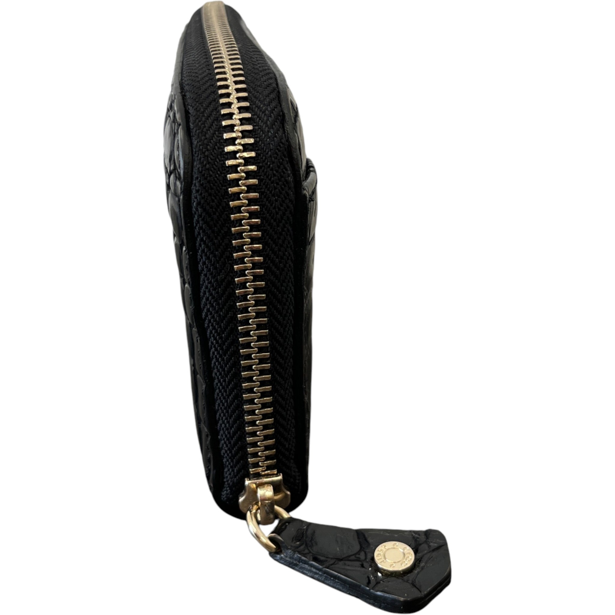 Women's Logo Crocodile Embossed Wallet Black