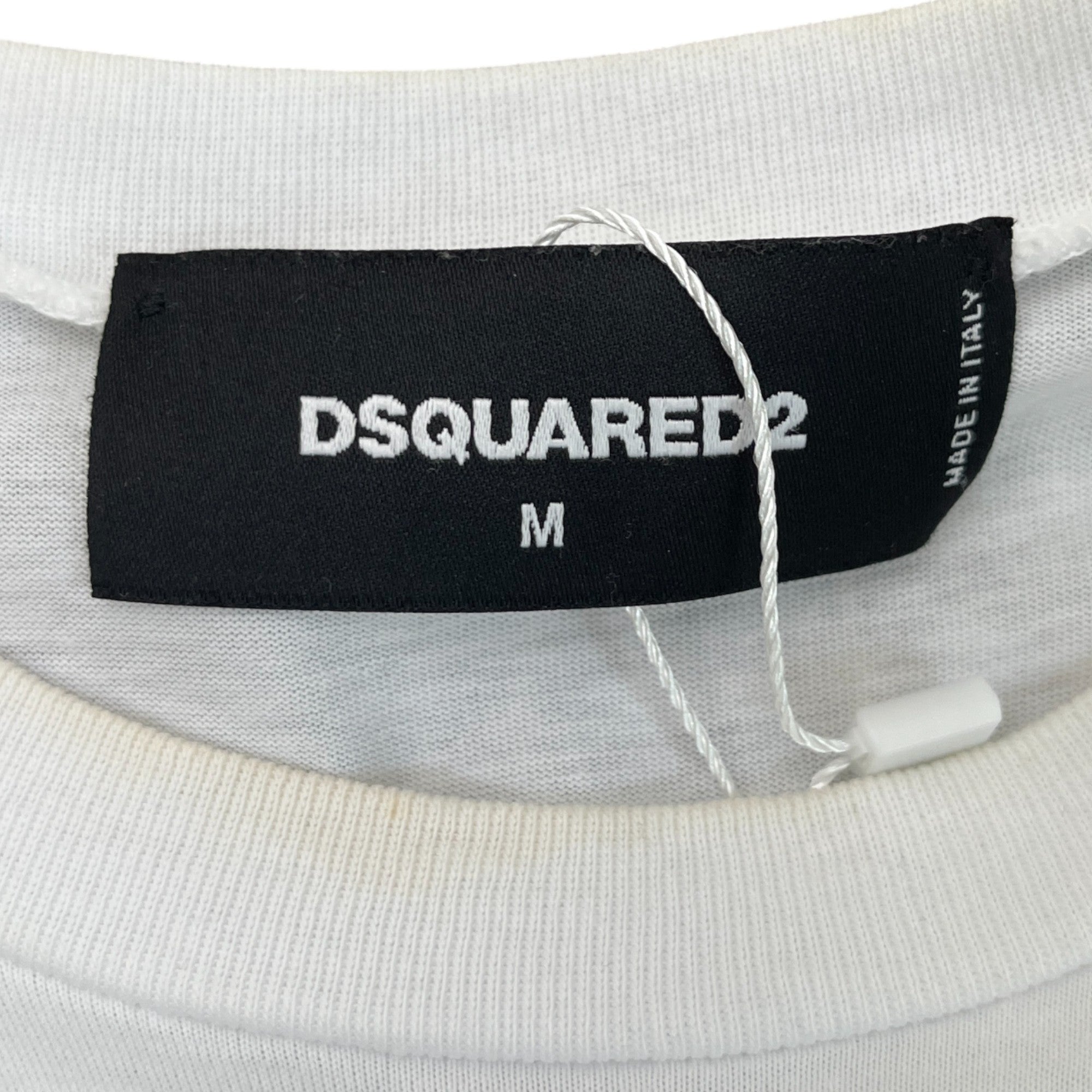 Men's Logo Striped Square T-Shirt White Size M