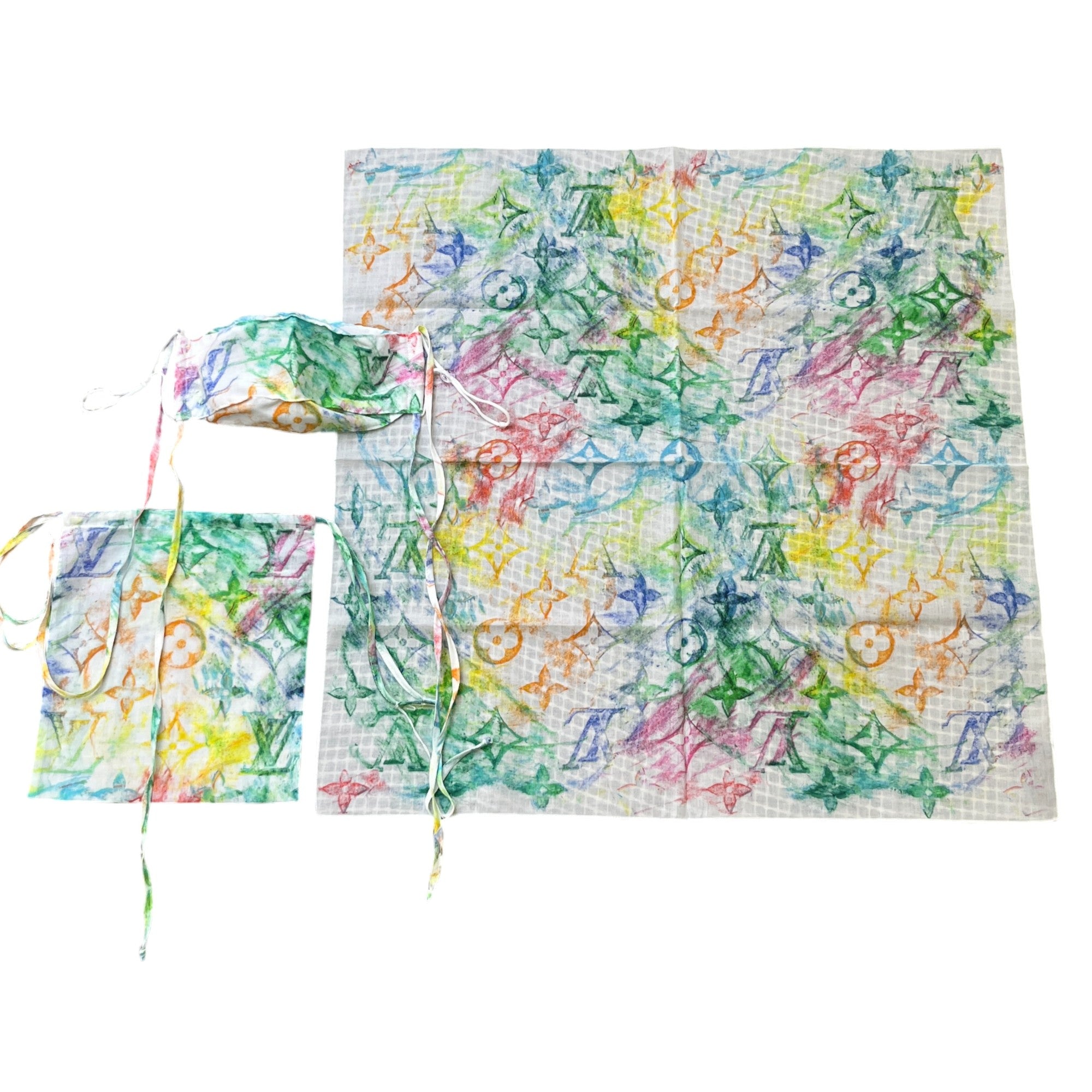 Shawl Monogram Watercolour Bandana & Mask Set Shawl Multi-Coloured