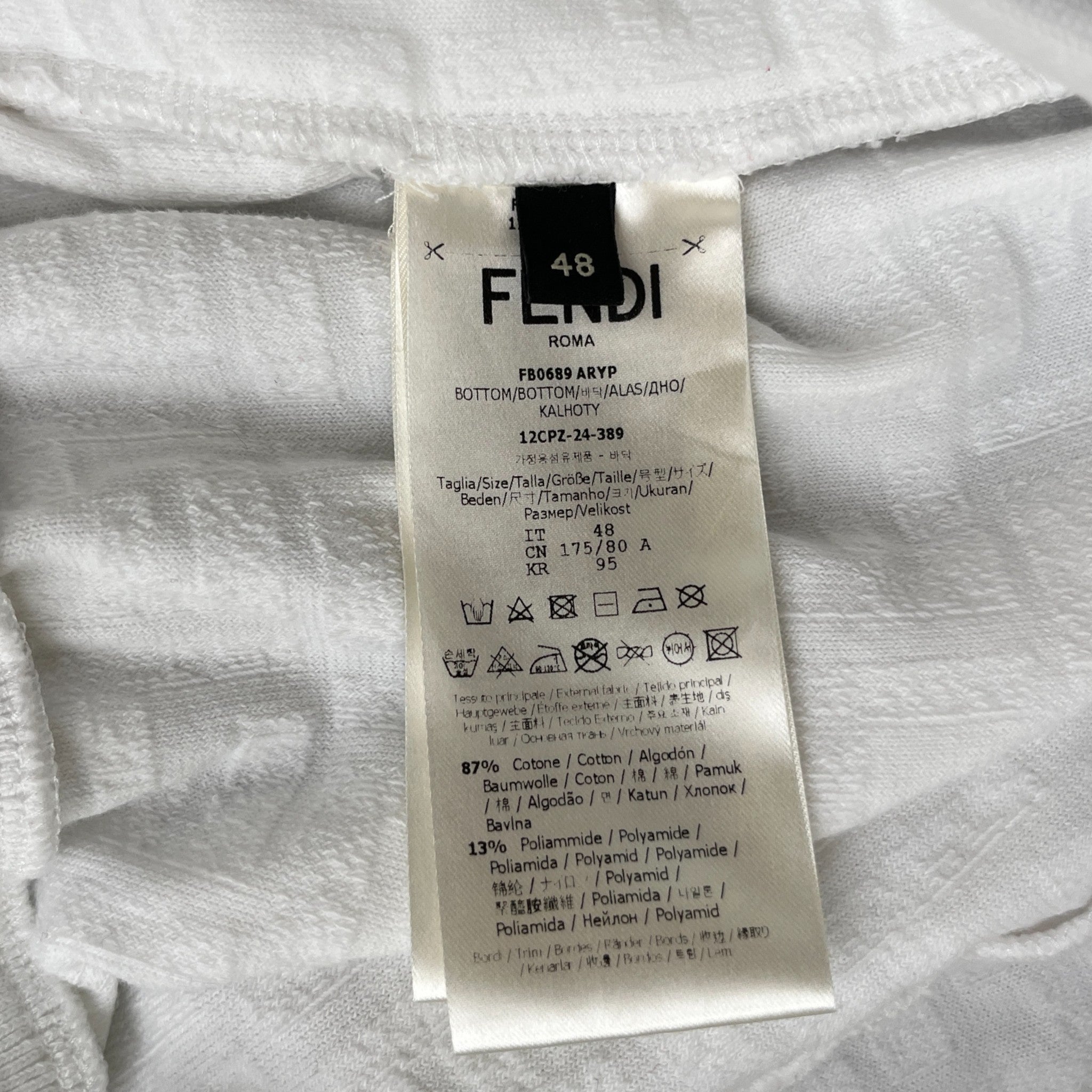 Men's Ff Motif Shorts White Size IT 48 / UK 32