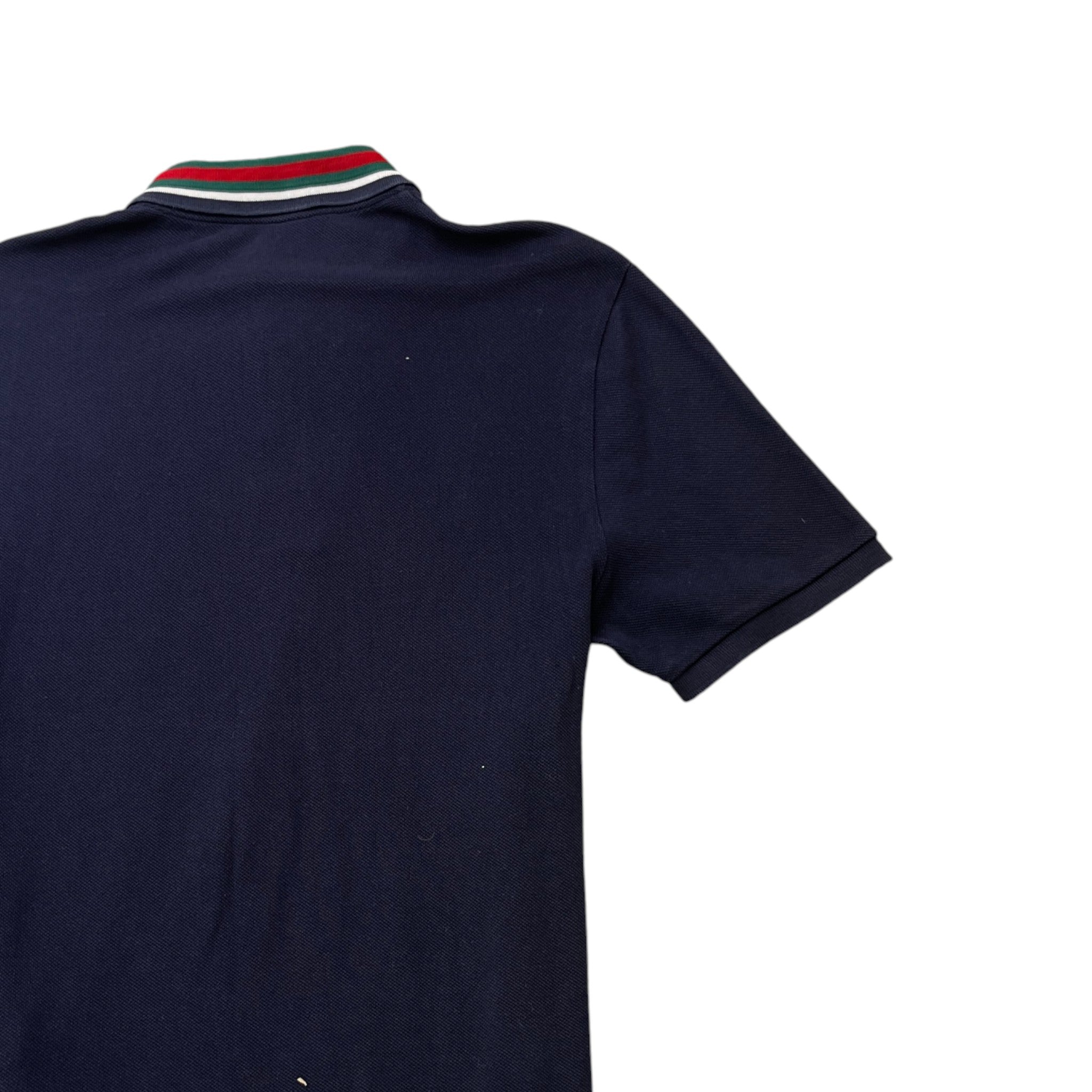 Men's Tiger Web Collar Polo Shirt Navy Size XL