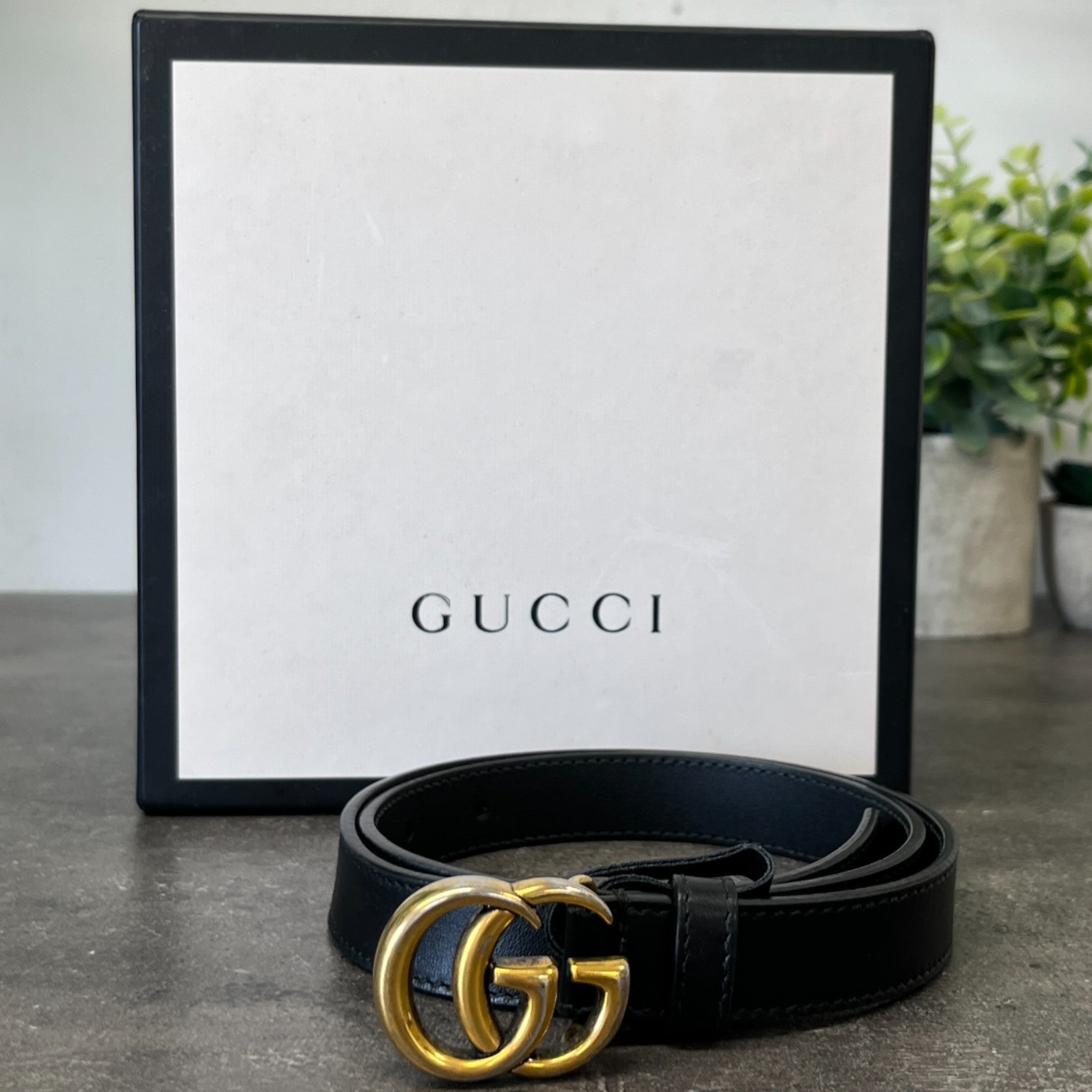 Women's Gg Marmont Belt Black Size 70CM / UK 6