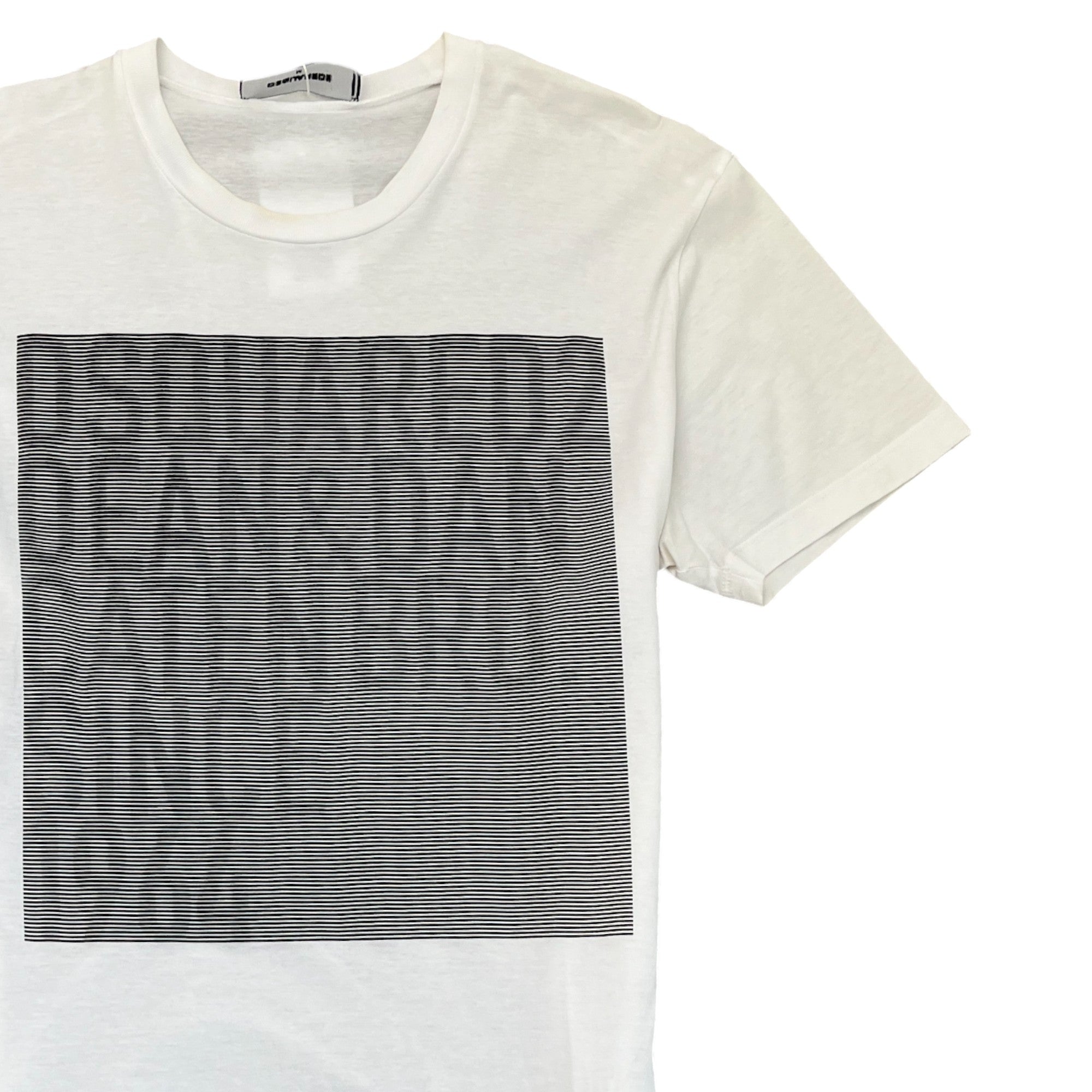 Men's Logo Striped Square T-Shirt White Size M