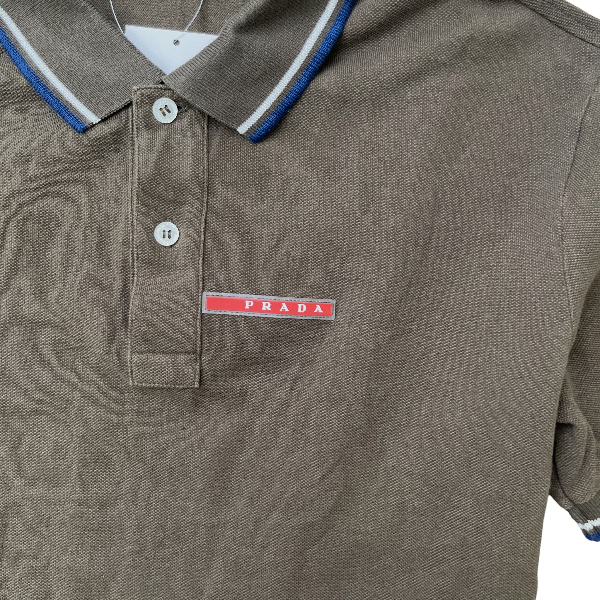 Men's Tab Logo Polo Shirt Khaki Size L