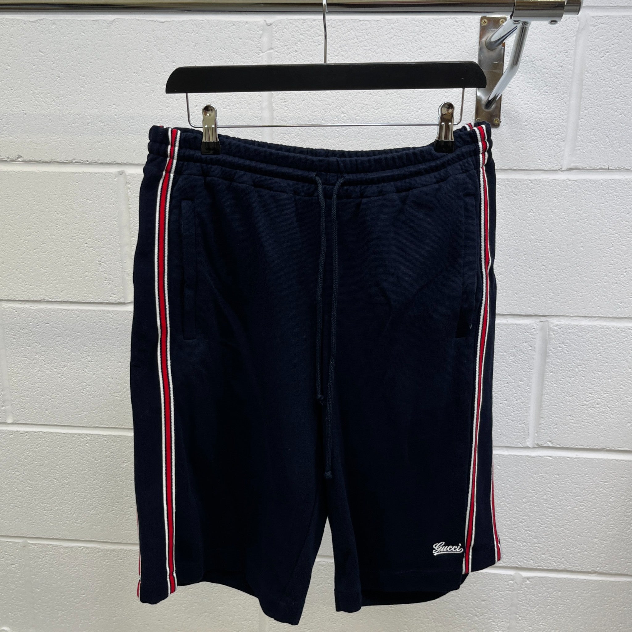 Men's Embroidered Logo Shorts Navy Size M