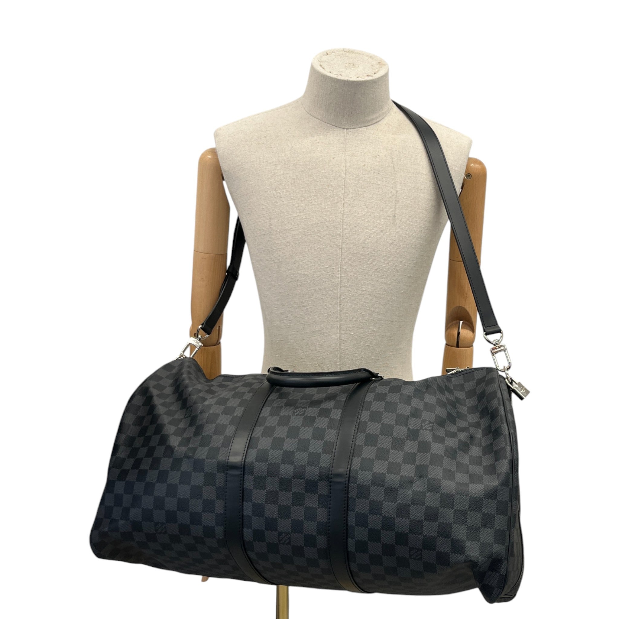 Men's Damier Graphite Keepall Bandoulière 55 Bag Charcoal