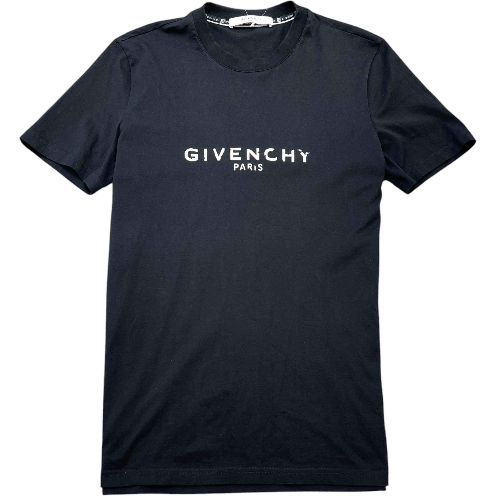 Men's Distressed Logo Print T-Shirt Black Size S