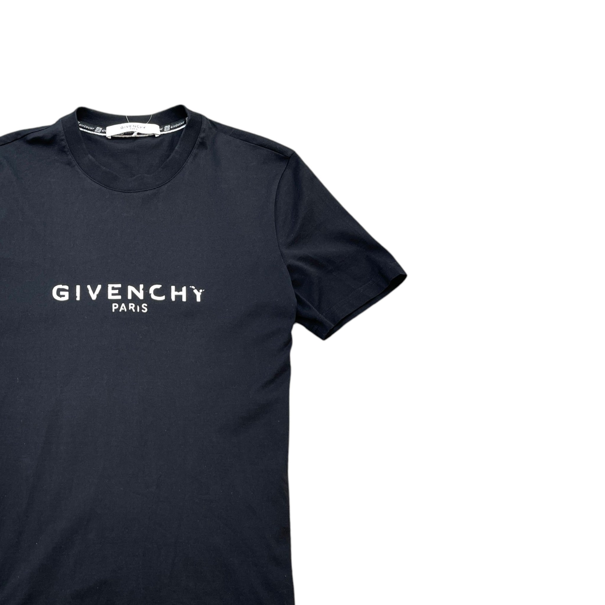 Men's Distressed Logo Print T-Shirt Black Size S
