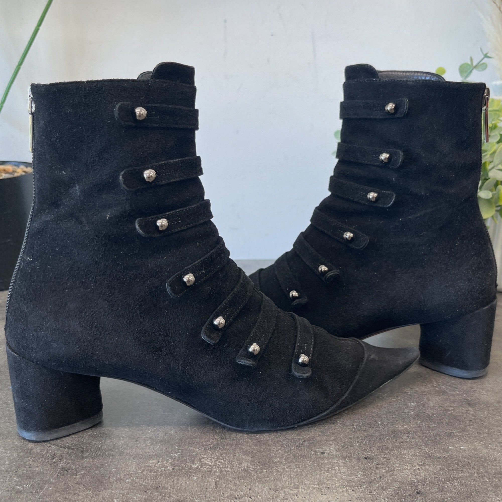 Women's Suede Lace Up Boots Black Size EU 38 / UK 5