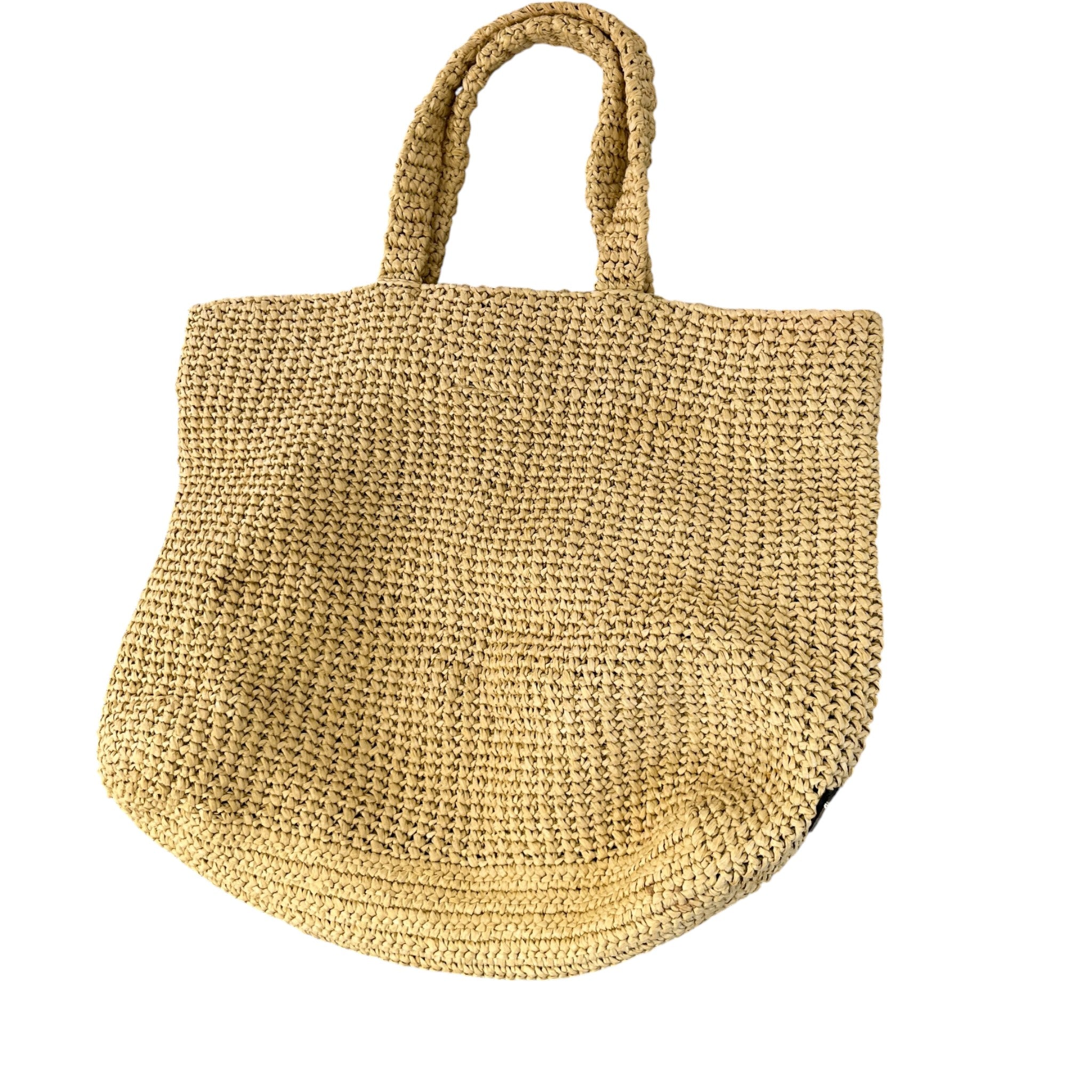 Women's Raffia Plaque Logo Tote Bag Brown